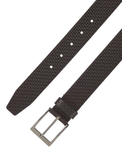 BOSS Leather Woven Texture Belt, Dark Brown - view 2, Dark Brown