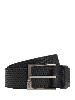 BOSS Woven Leather Belt, Black, Black