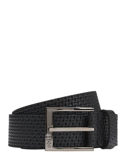 BOSS Woven Leather Belt, Black, Black