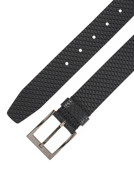 BOSS Woven Leather Belt, Black - view 2, Black