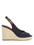 Tommy Hilfiger Cotton Canvas Slingback Wedge Heeled Espadrilles, Space Blue