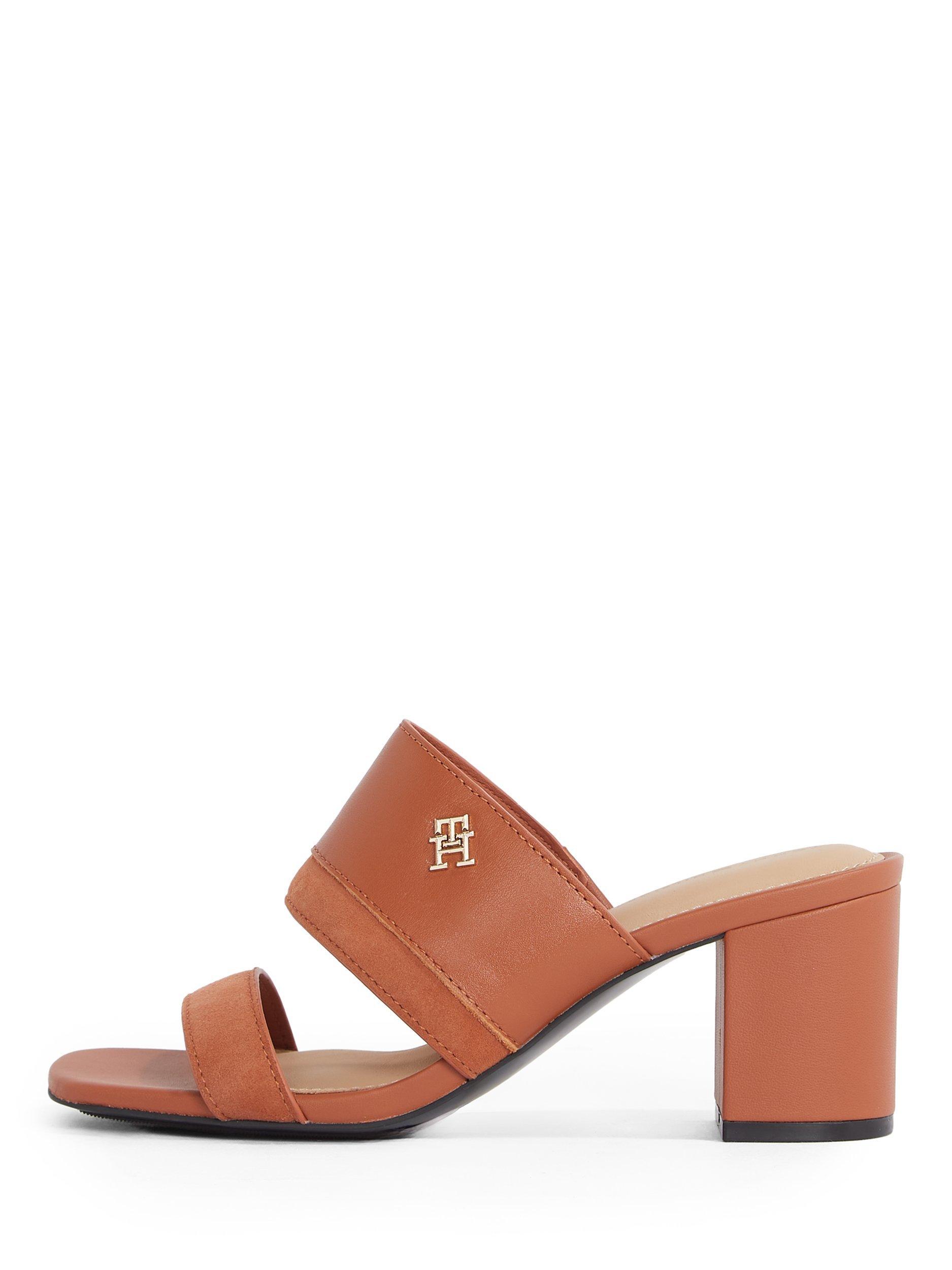 Product image 6 of 6, which shows Tommy Hilfiger Leather and Suede Block Heel Mule Sandals, Cinnamon Bark, EU37