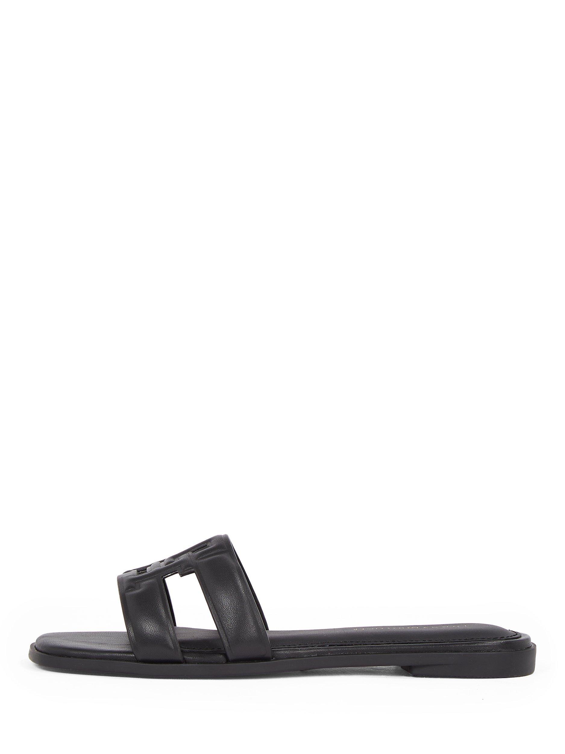 Product image 6 of 6, which shows Tommy Hilfiger Leather TH Monogram Mule Sandals, Black, EU36