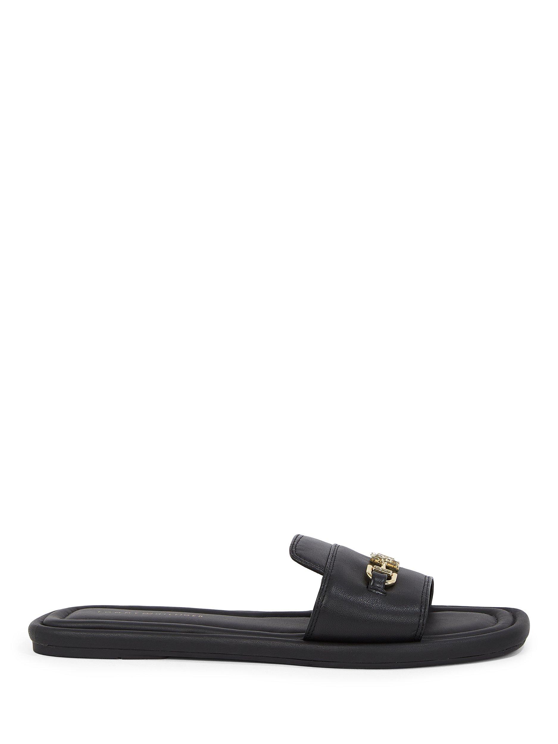 Product image 1 of 6, which shows Tommy Hilfiger Leather Horsebit Mule Sandals, Black, EU36