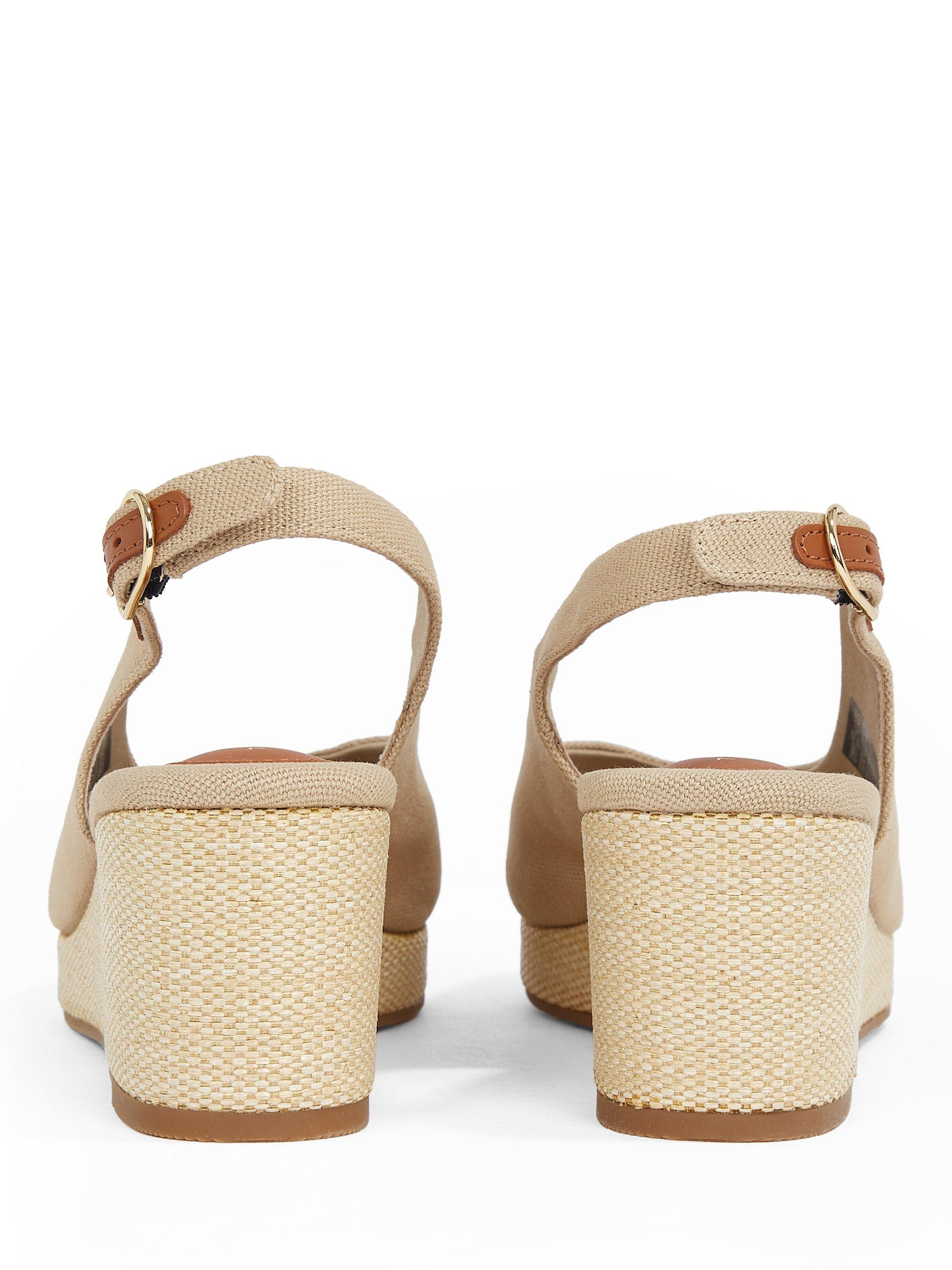 Product image 4 of 6, which shows Tommy Hilfiger Canvas Slingback Wedge Espadrille Sandals, Horseradish, EU37
