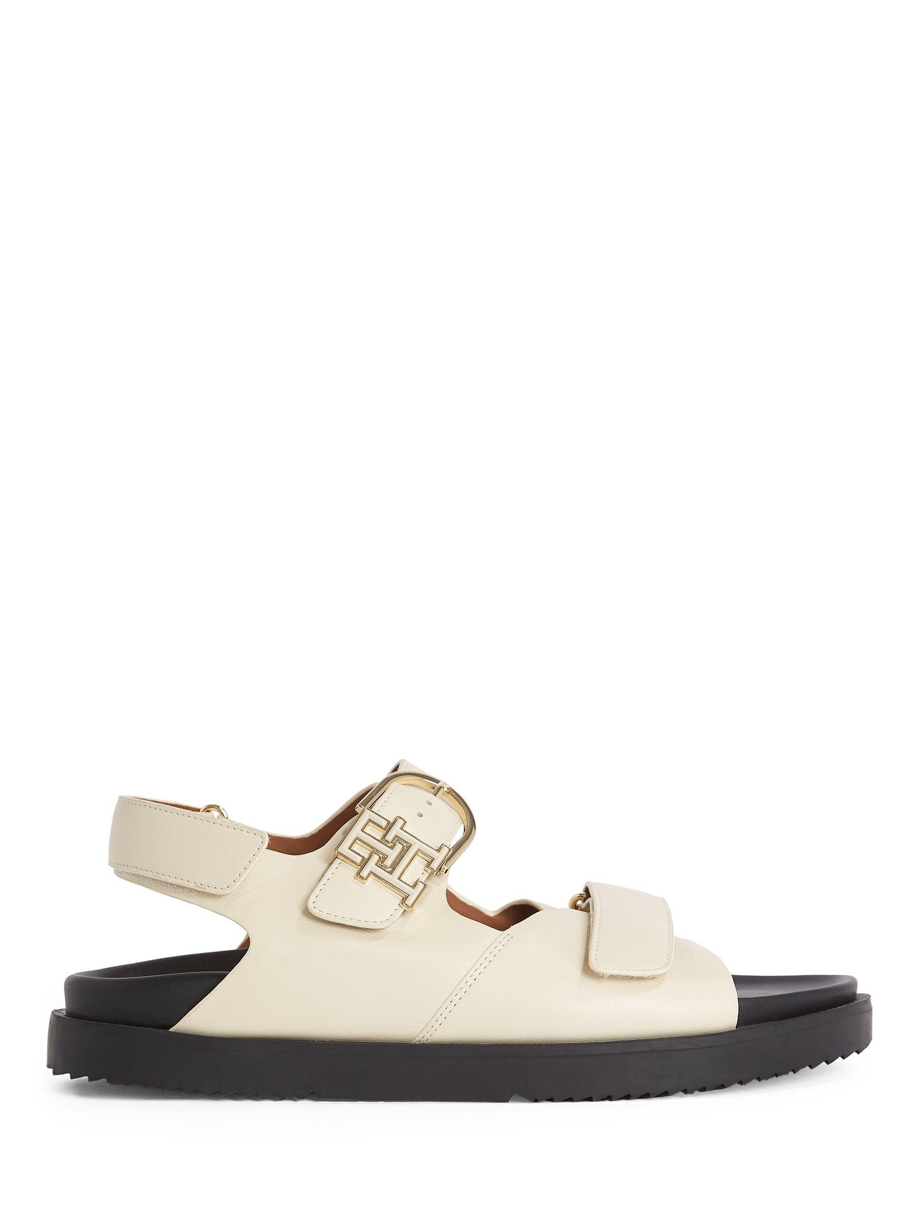 Product image 1 of 6, which shows Tommy Hilfiger TH Monogram Leather Cleat Sandals, Muslin, EU36