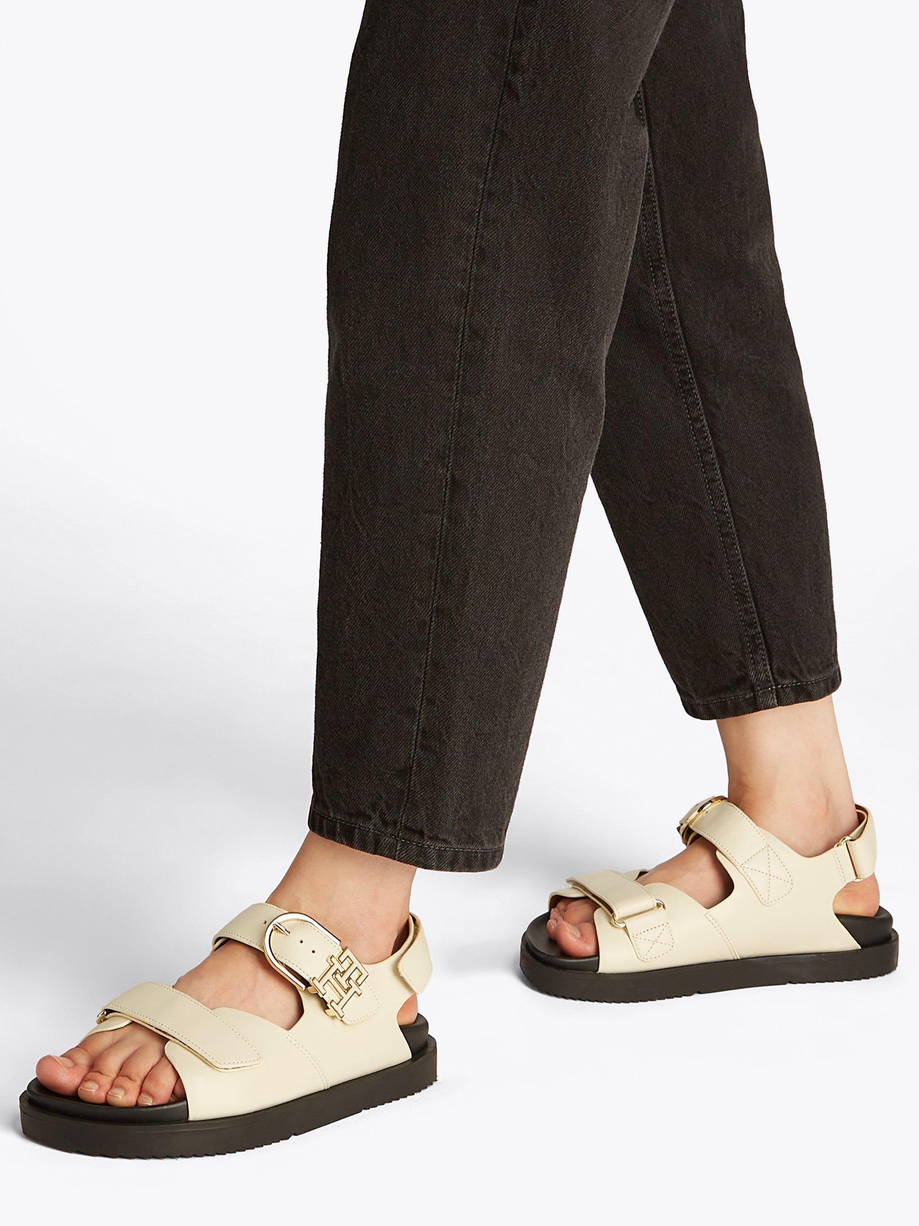 Product image 2 of 6, which shows Tommy Hilfiger TH Monogram Leather Cleat Sandals, Muslin, EU36