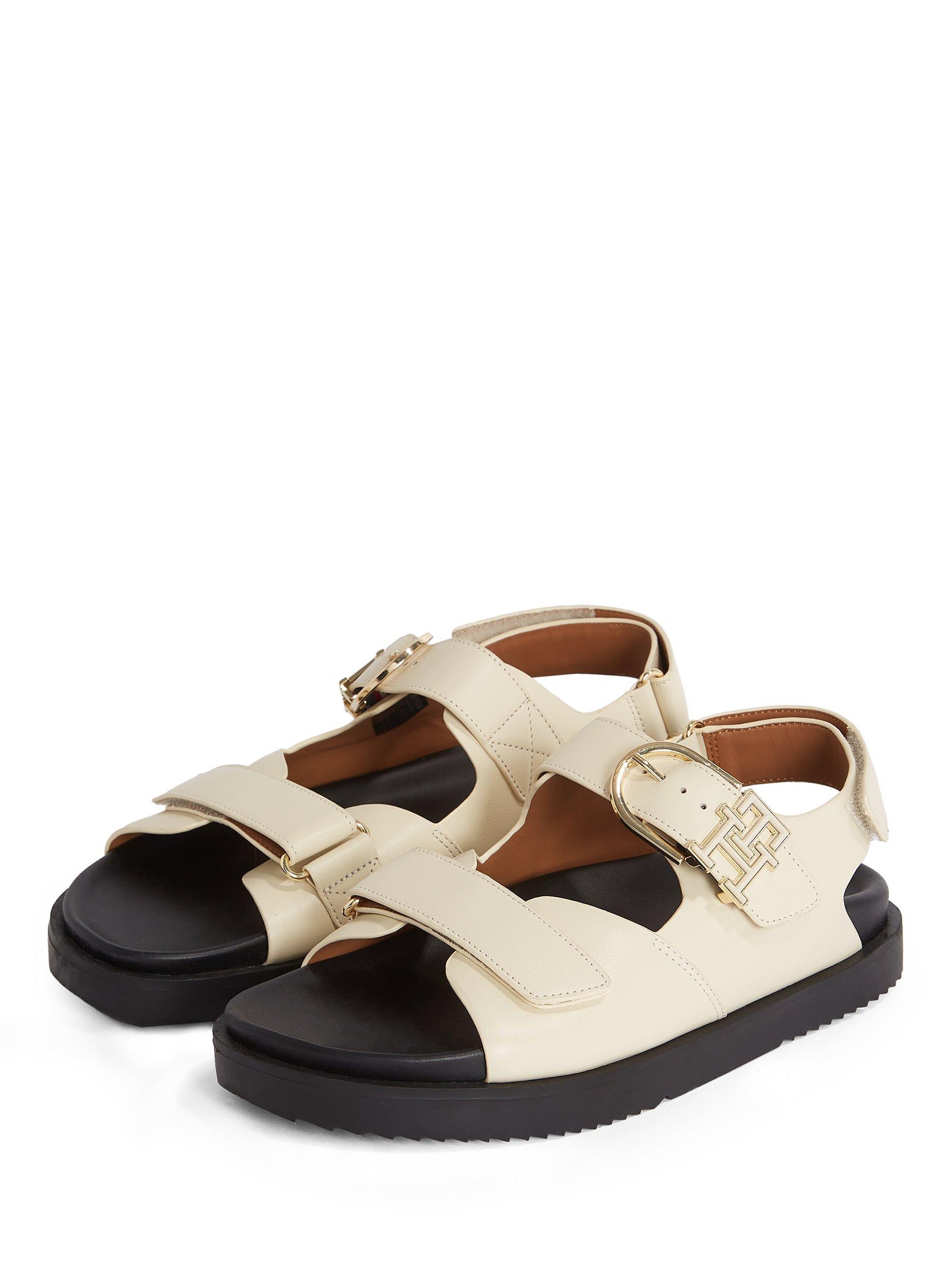 Product image 3 of 6, which shows Tommy Hilfiger TH Monogram Leather Cleat Sandals, Muslin, EU36