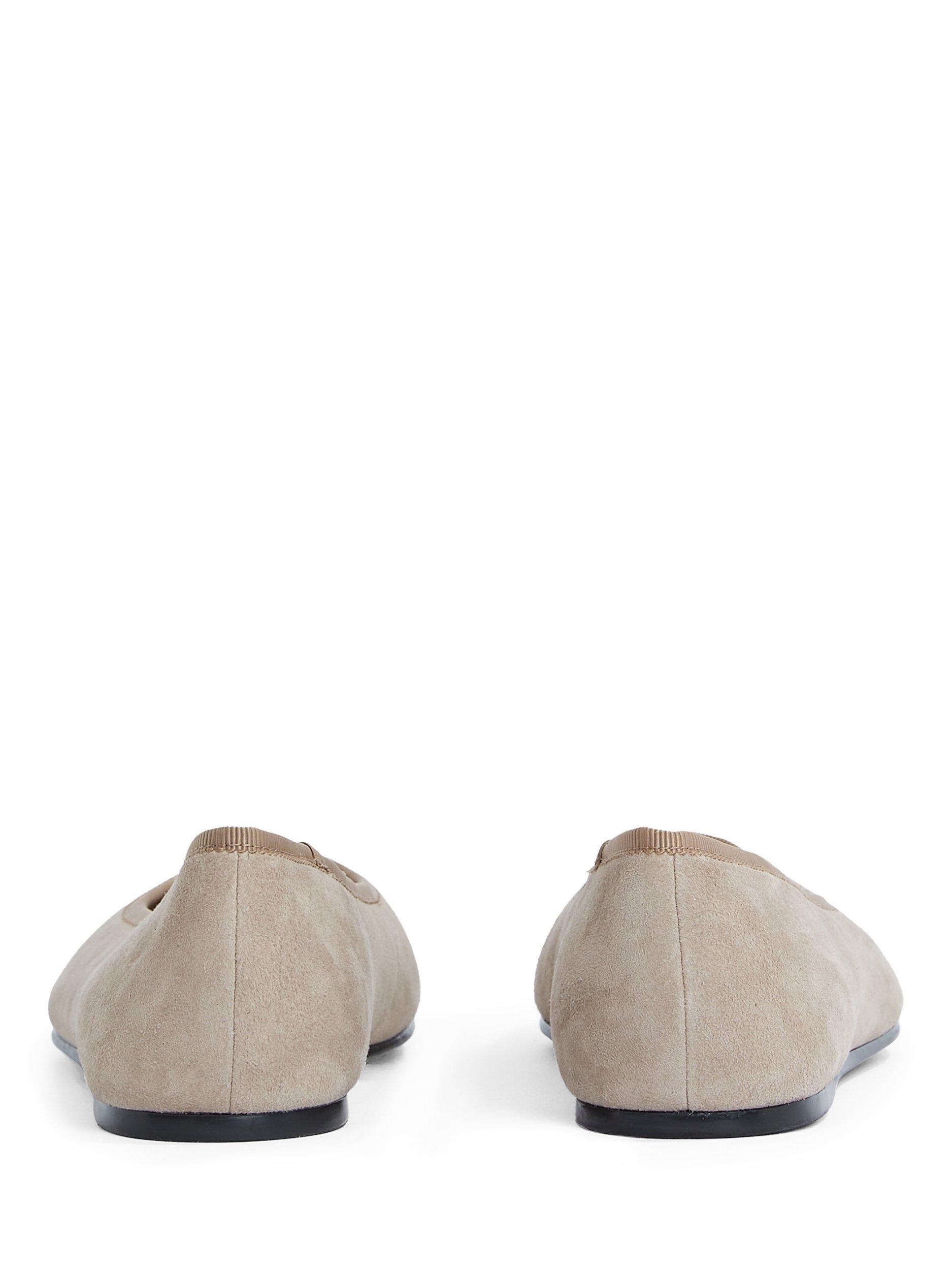 Product image 4 of 6, which shows Tommy Hilfiger TH Monogram Suede Ballerina Pumps, Coastal Taupe, EU36