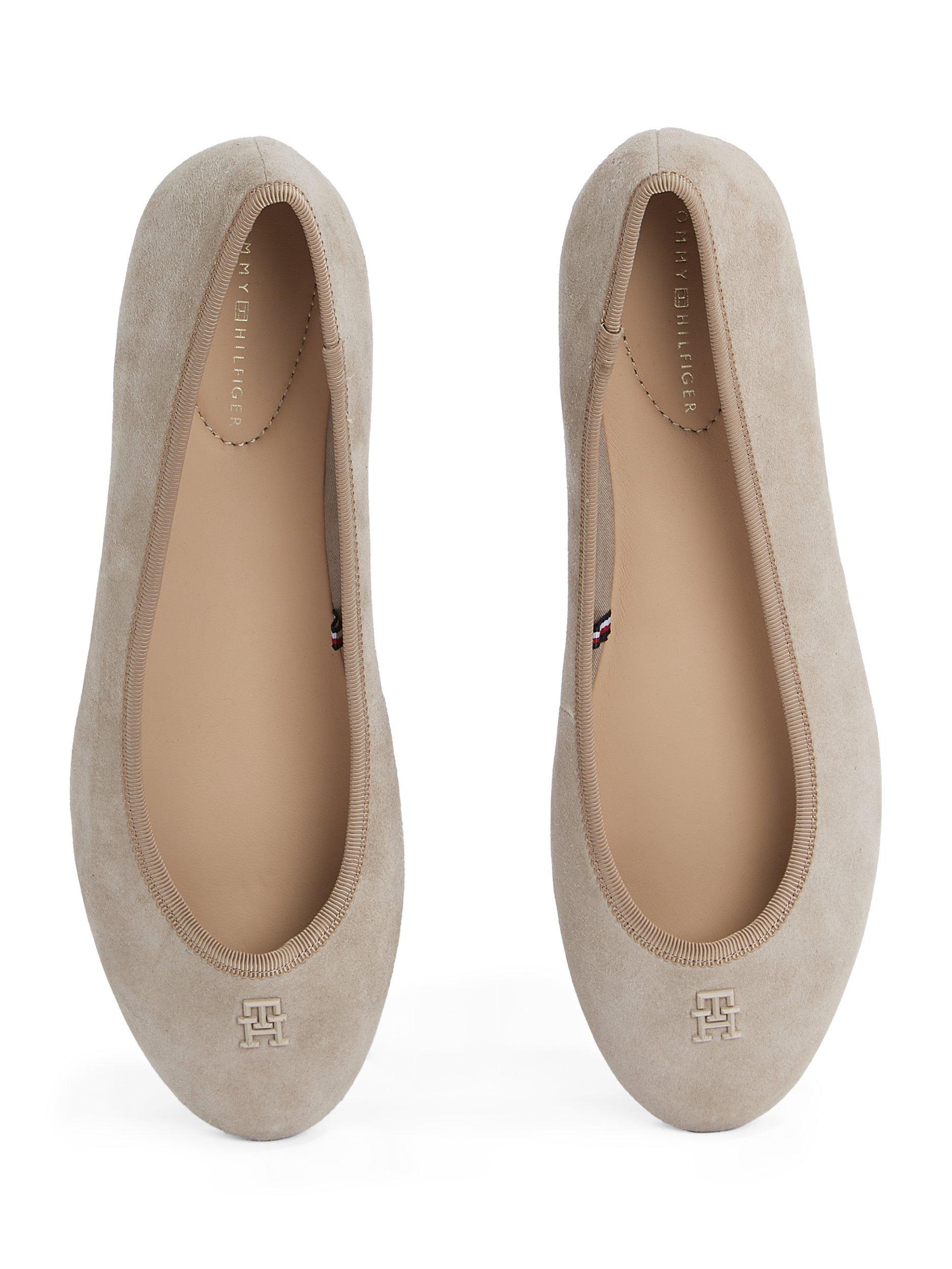 Product image 5 of 6, which shows Tommy Hilfiger TH Monogram Suede Ballerina Pumps, Coastal Taupe, EU36