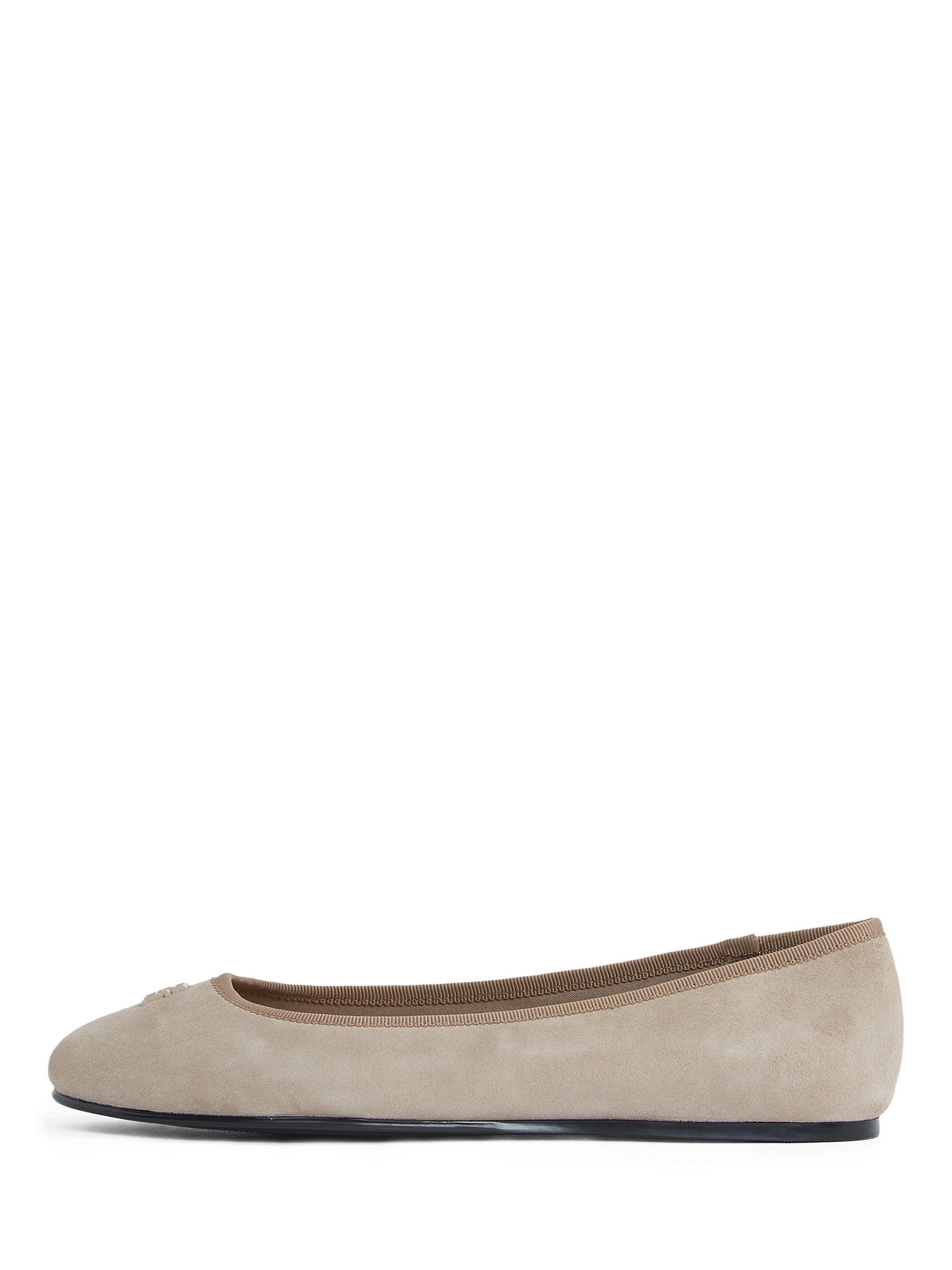 Product image 6 of 6, which shows Tommy Hilfiger TH Monogram Suede Ballerina Pumps, Coastal Taupe, EU36