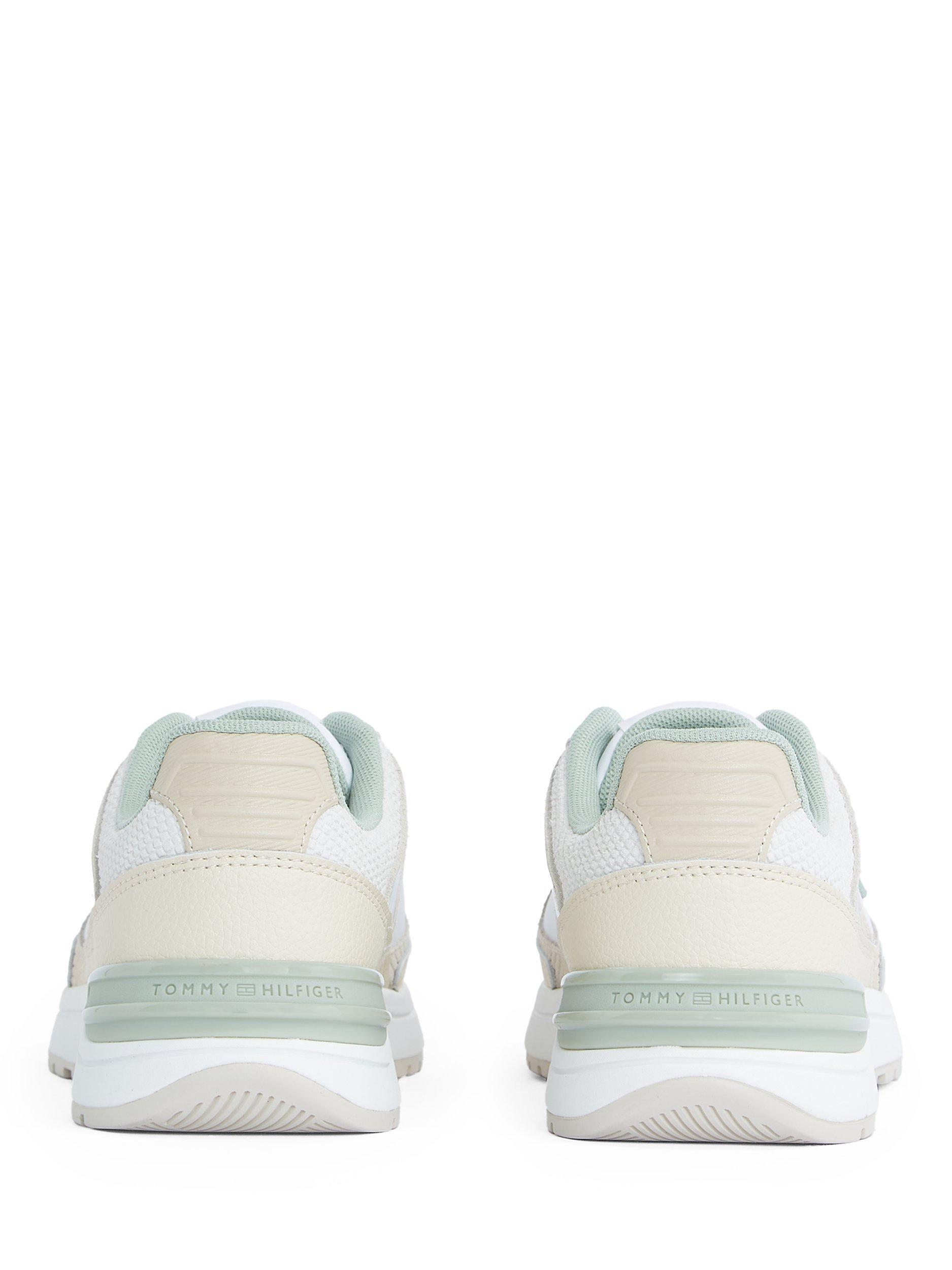 Product image 4 of 6, which shows Tommy Hilfiger Casual Leather Blend Lace Up Trainers, White/Beige, EU36