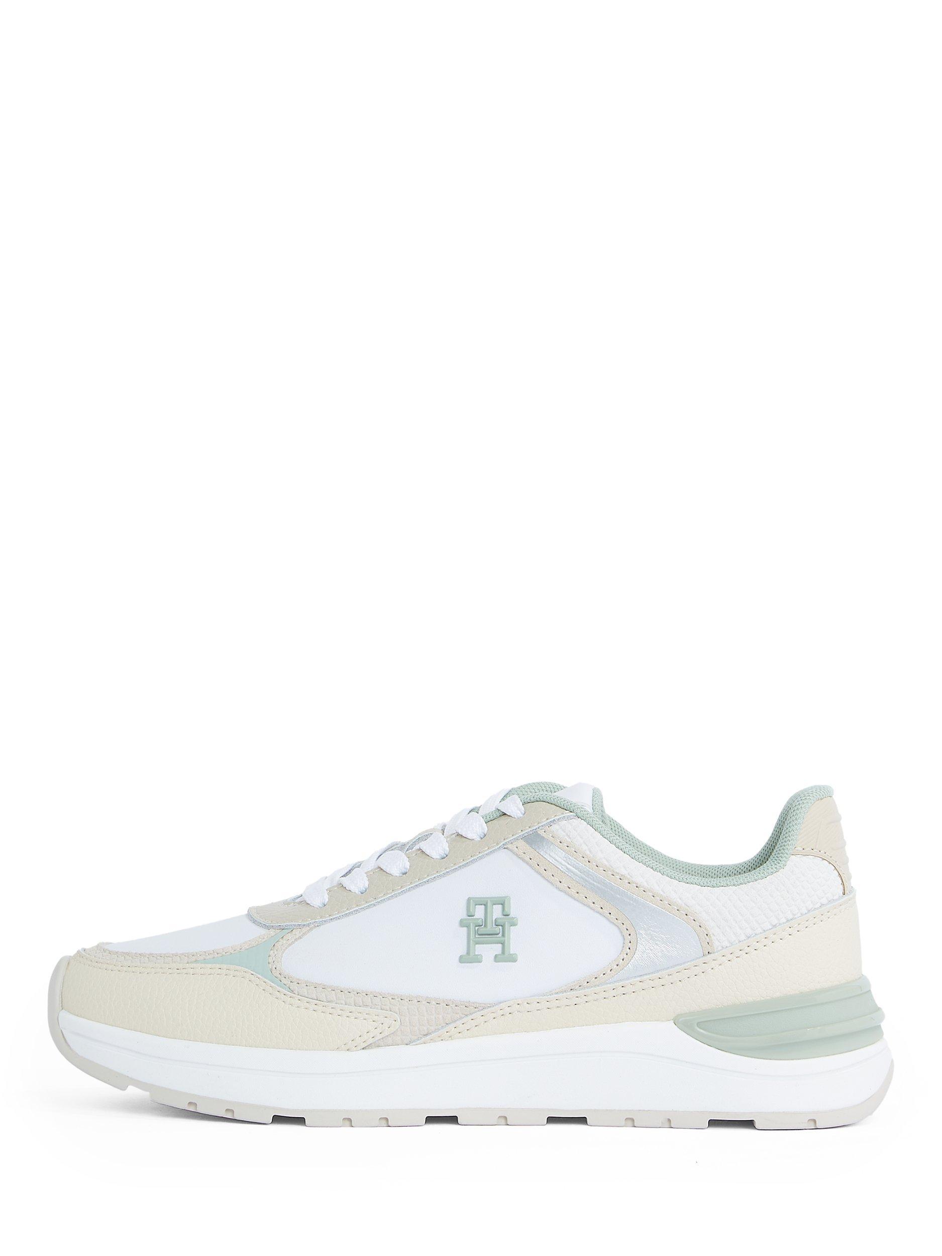 Product image 6 of 6, which shows Tommy Hilfiger Casual Leather Blend Lace Up Trainers, White/Beige, EU36