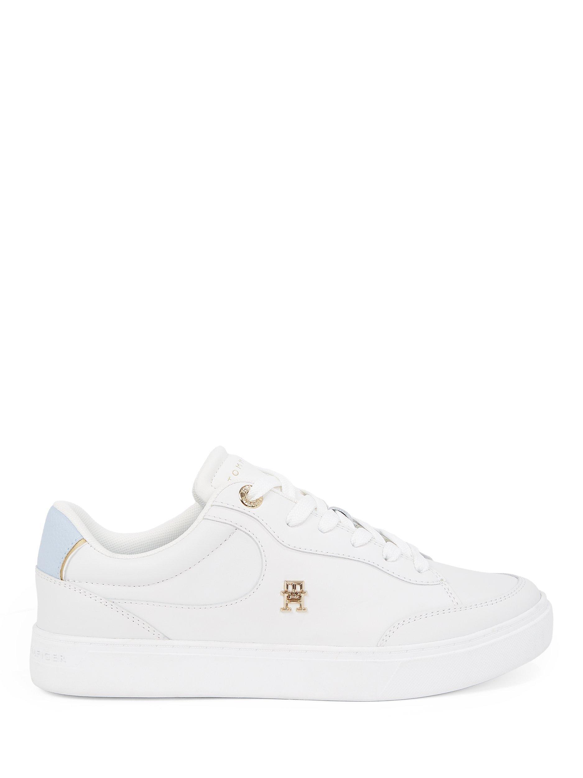 Product image 1 of 6, which shows Tommy Hilfiger Essential Chic Lace Up Trainers, Ecru/Breezy Blue, EU37