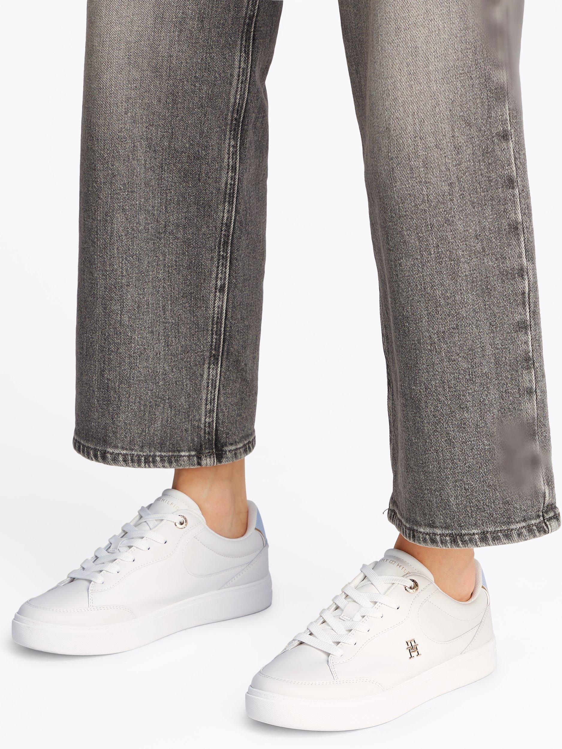 Product image 2 of 6, which shows Tommy Hilfiger Essential Chic Lace Up Trainers, Ecru/Breezy Blue, EU37