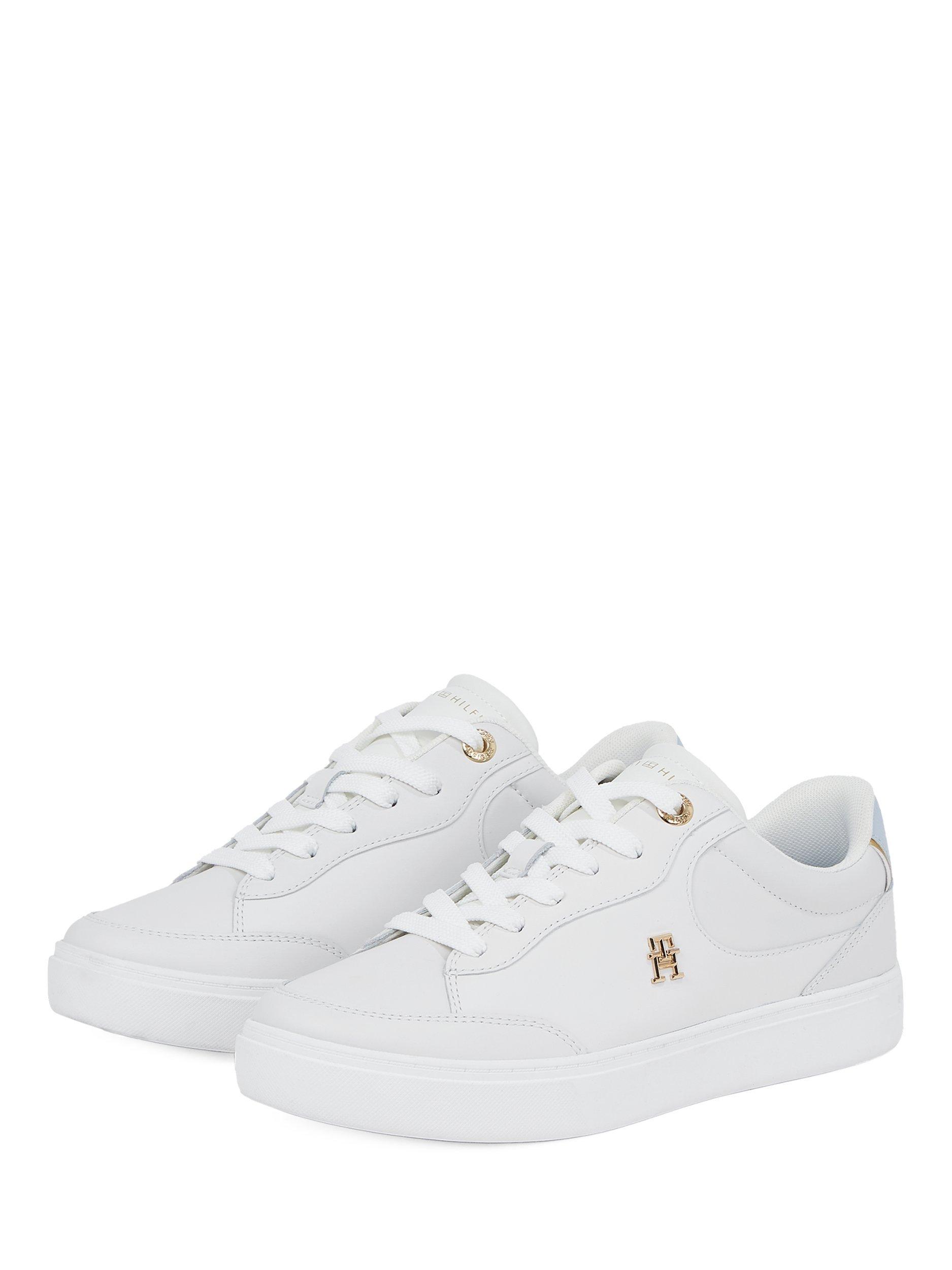 Product image 3 of 6, which shows Tommy Hilfiger Essential Chic Lace Up Trainers, Ecru/Breezy Blue, EU37
