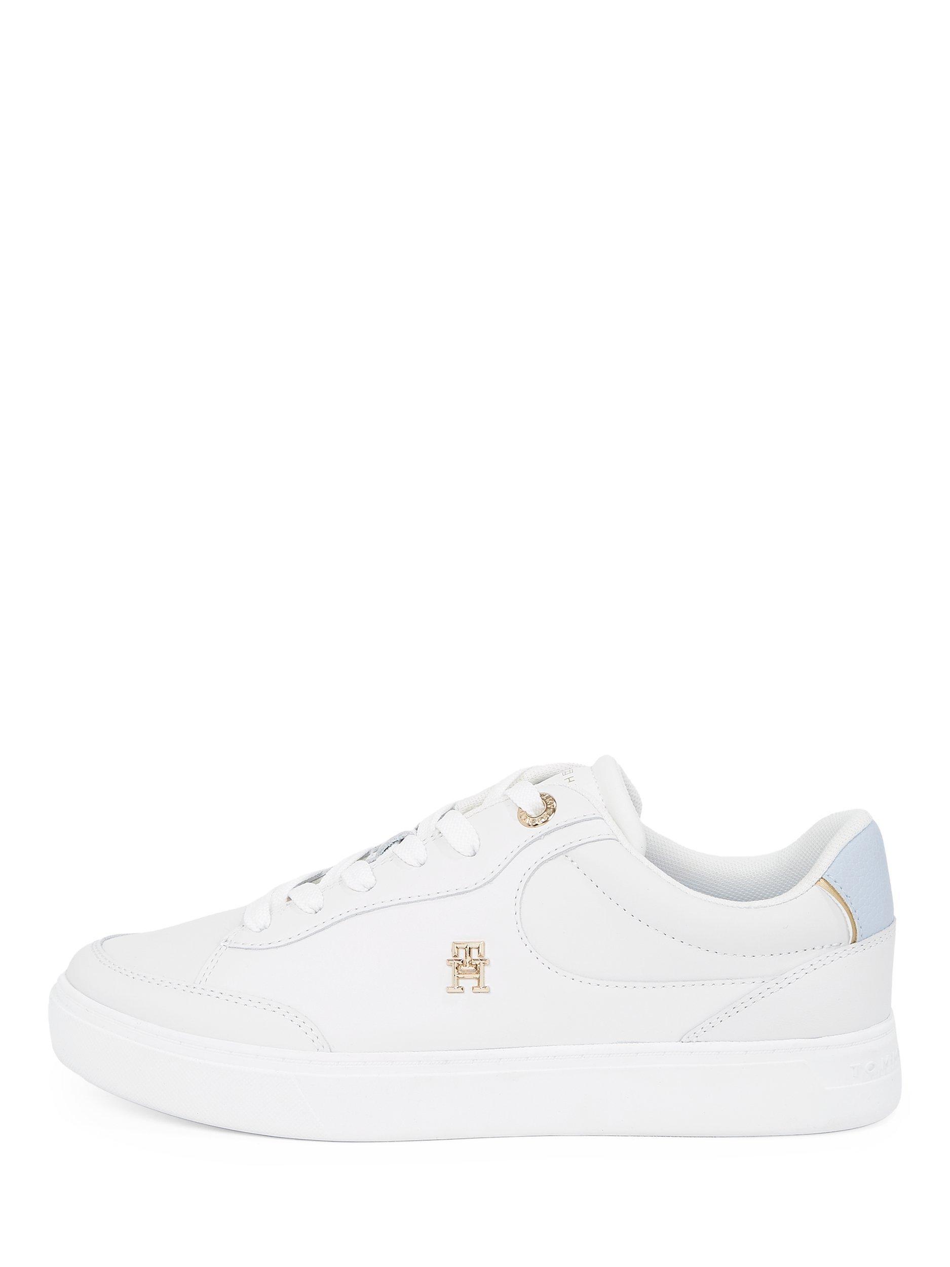 Product image 6 of 6, which shows Tommy Hilfiger Essential Chic Lace Up Trainers, Ecru/Breezy Blue, EU37