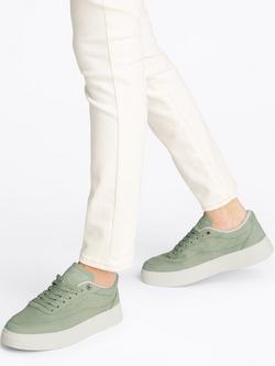 Tommy Hilfiger Leather Metallic Logo Court Trainers, Flora - view 2, Flora