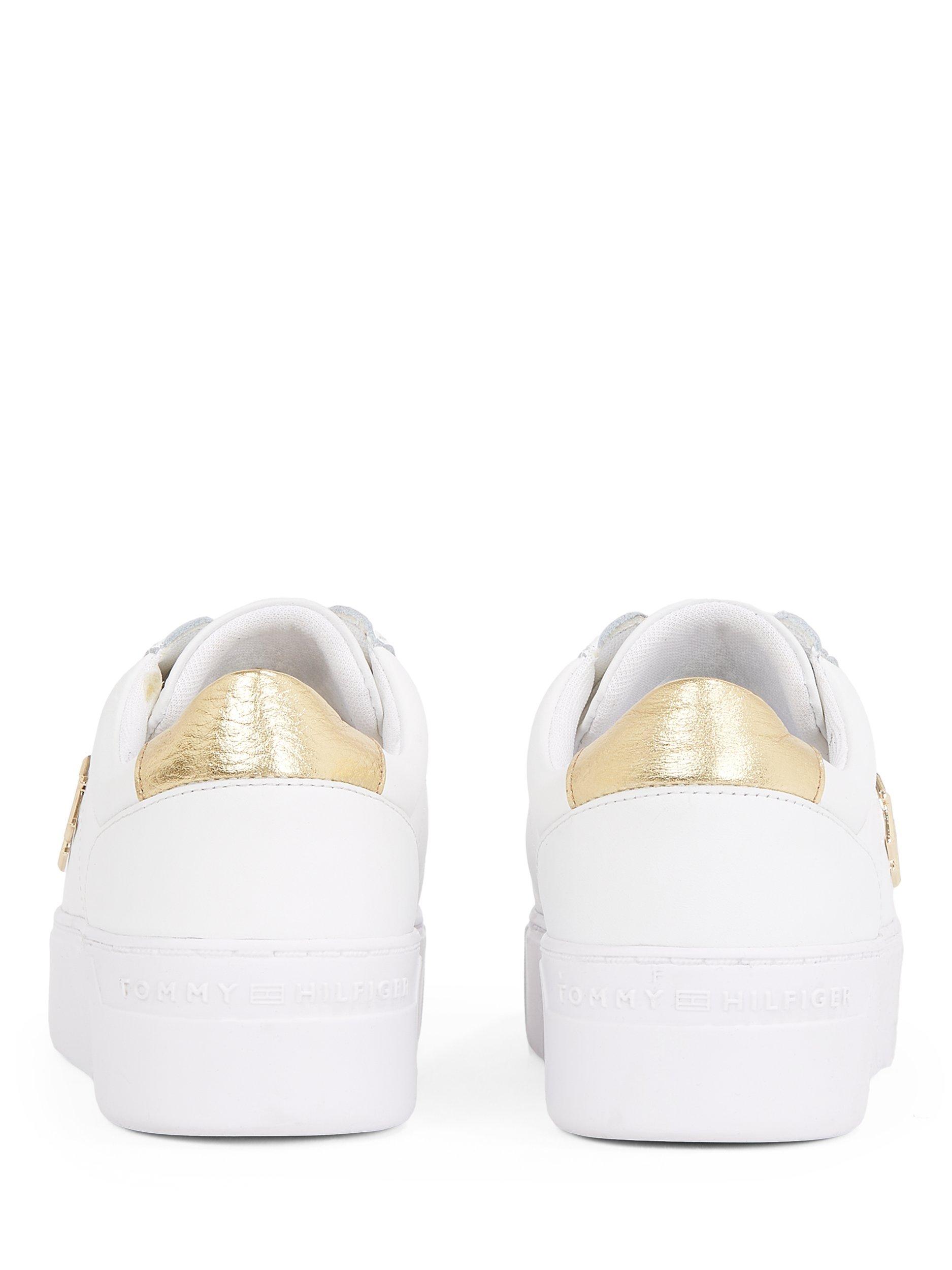 Product image 4 of 6, which shows Tommy Hilfiger Leather TH Monogram Court Trainers, White, EU36
