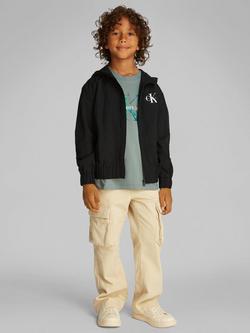 Calvin Klein Kids' Essential Monologo Windbreaker Jacket, Black, Black