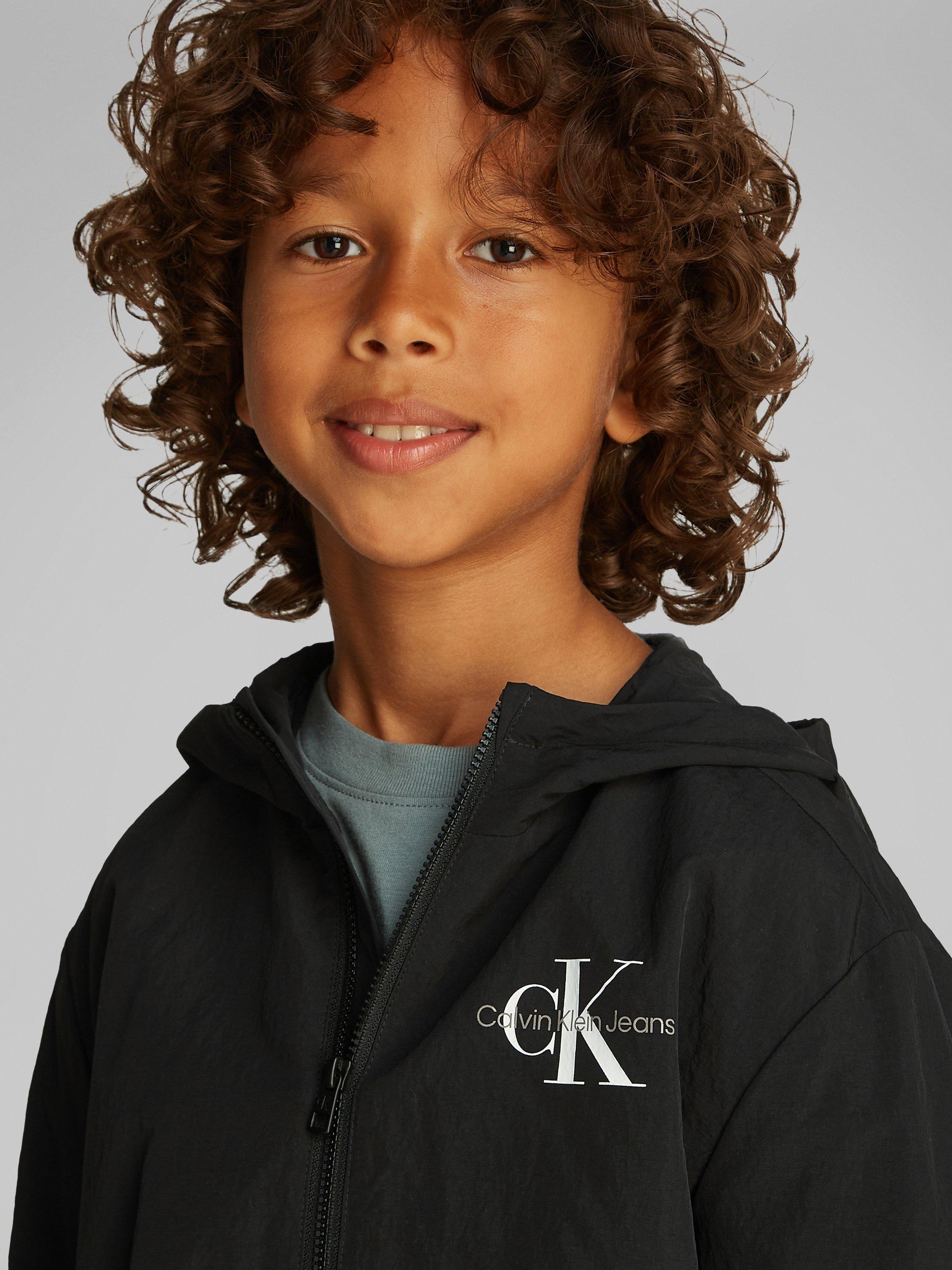 Product image 3 of 5, which shows Calvin Klein Kids' Essential Monologo Windbreaker Jacket, Black, 8 years