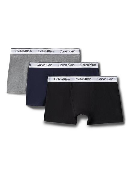 Calvin Klein Kids' Modern Logo Trunks, Pack of 3, Black/Grey/Blue