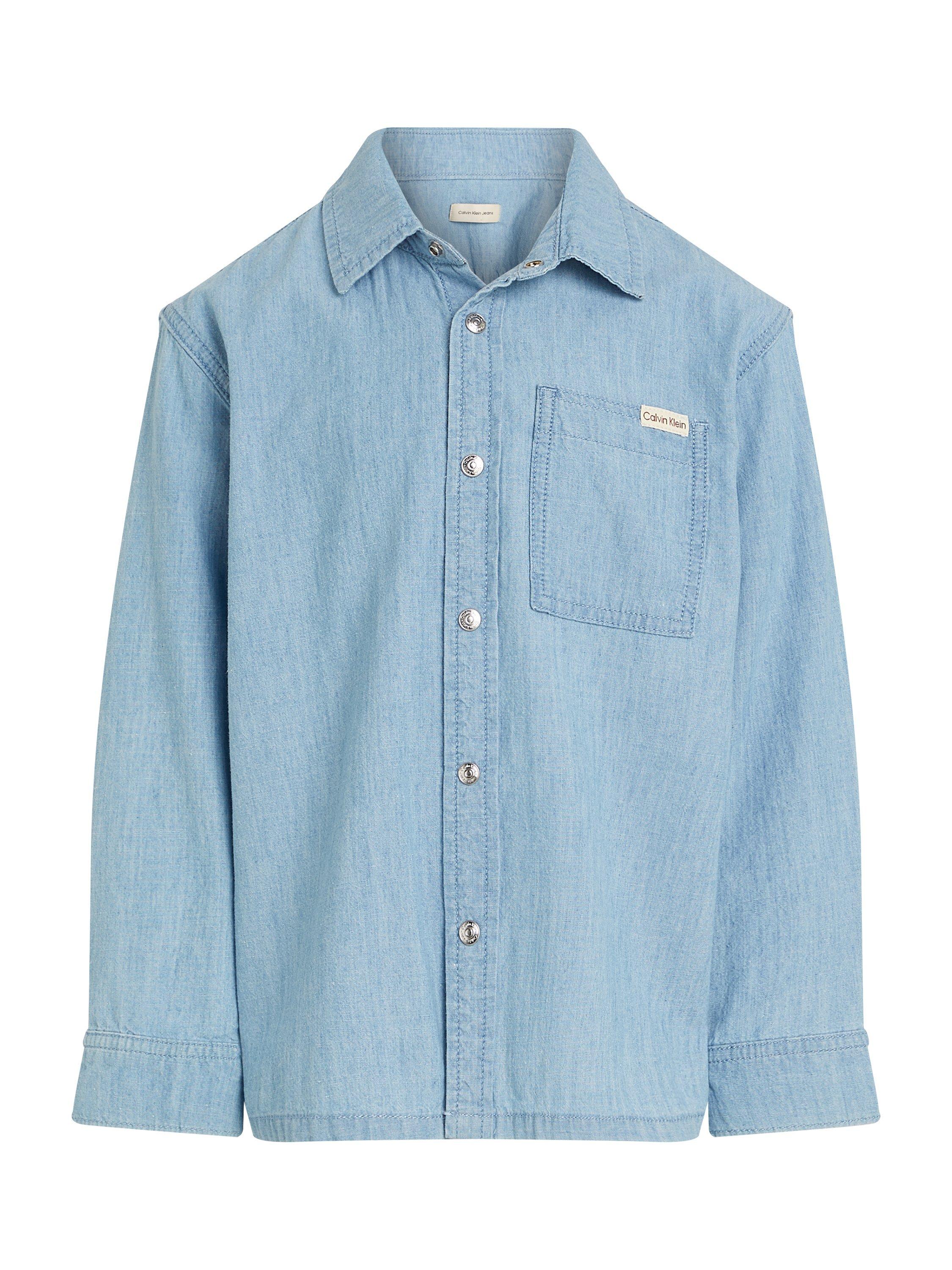 Product image 4 of 6, which shows Calvin Klein Kids' Relaxed Chambray Shirt, Azure Light, 8 years