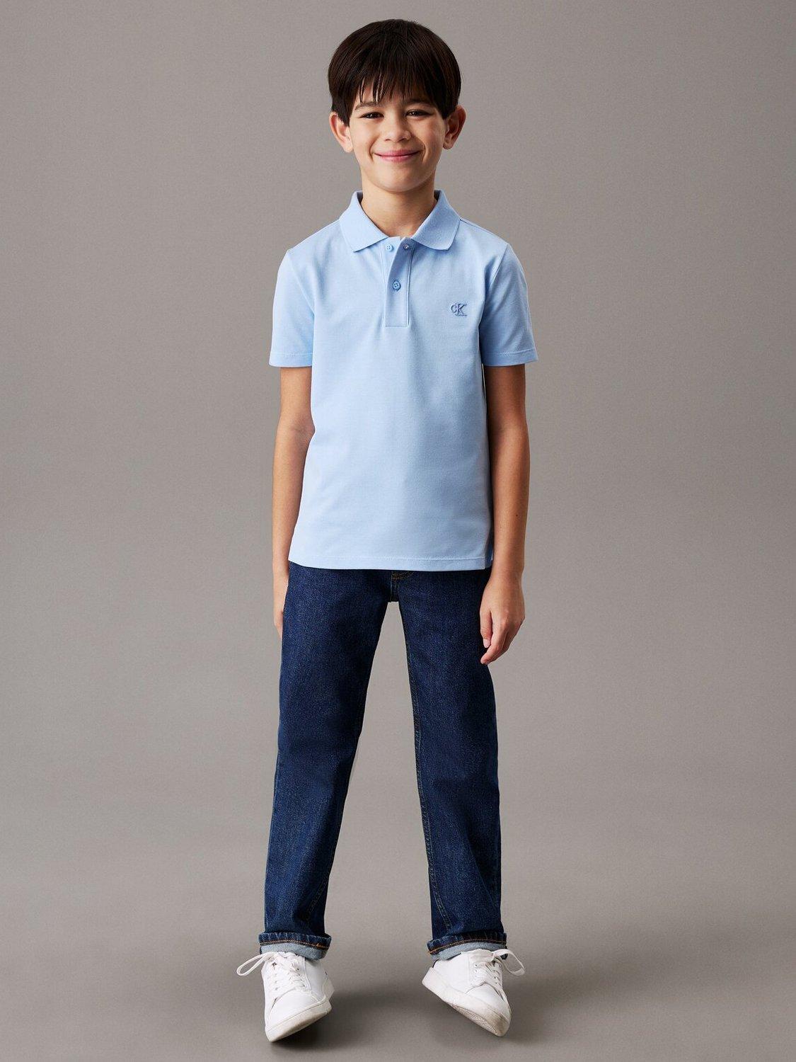 Product image 3 of 5, which shows Calvin Klein Kids' Cotton Logo Polo Shirt, Blue Bell, 4 years