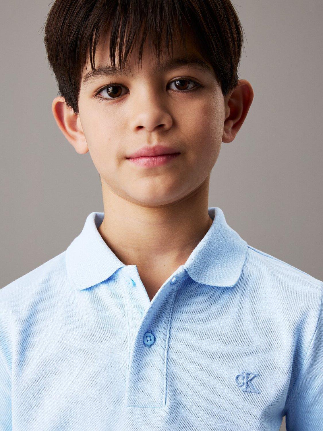 Product image 4 of 5, which shows Calvin Klein Kids' Cotton Logo Polo Shirt, Blue Bell, 4 years