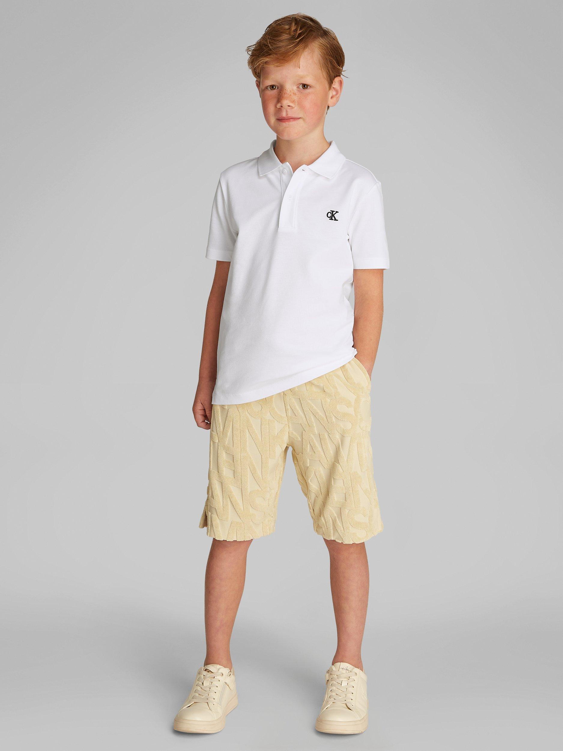 Calvin Klein Kids' Short Sleeve Polo Shirt, Bright White
