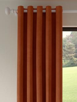John Lewis Velvet Pair Lined Eyelet Curtains, Sienna