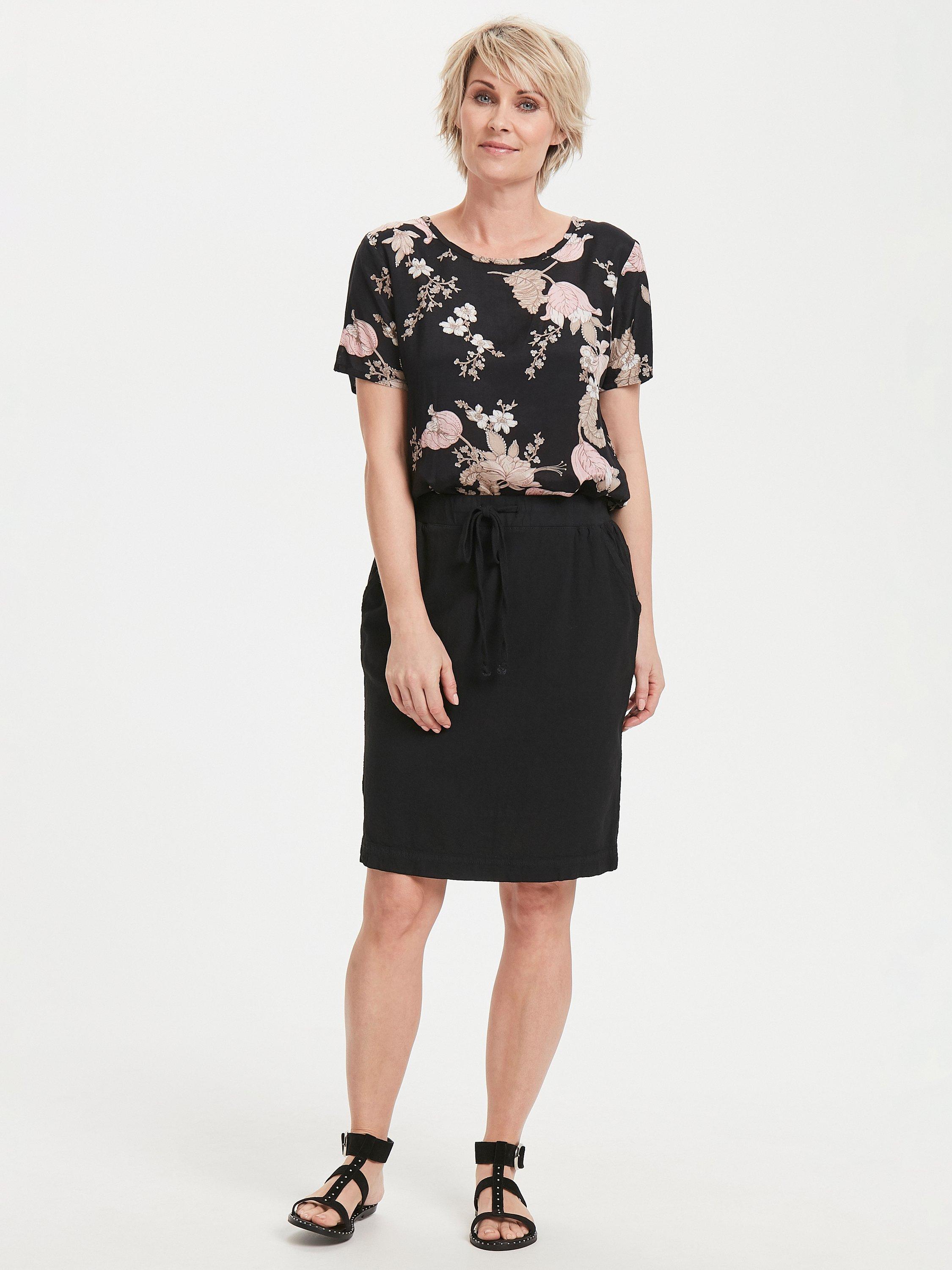 Product image 3 of 4, which shows KAFFE Naya Plain Cotton Skirt, Black, 8