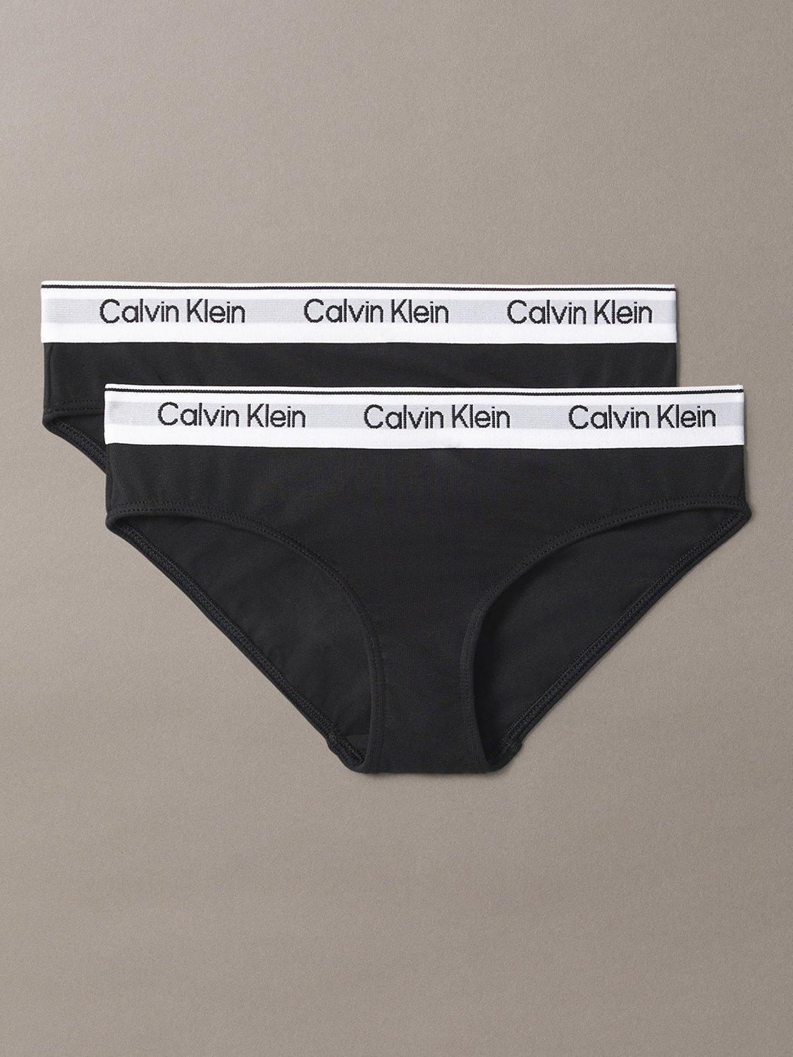 Product image 1 of 1, which shows Calvin Klein Kids' Modern Cotton Bikini Knickers, Pack of 2, Black, 8-10 years