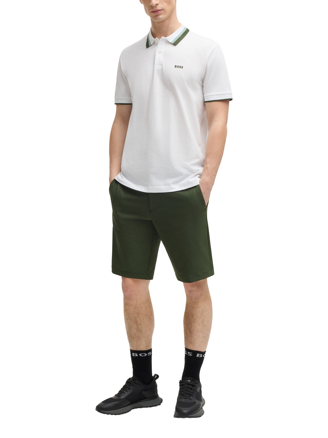 Product image 3 of 5, which shows BOSS Cotton Regular Fit Short Sleeve Polo Shirt, White, M