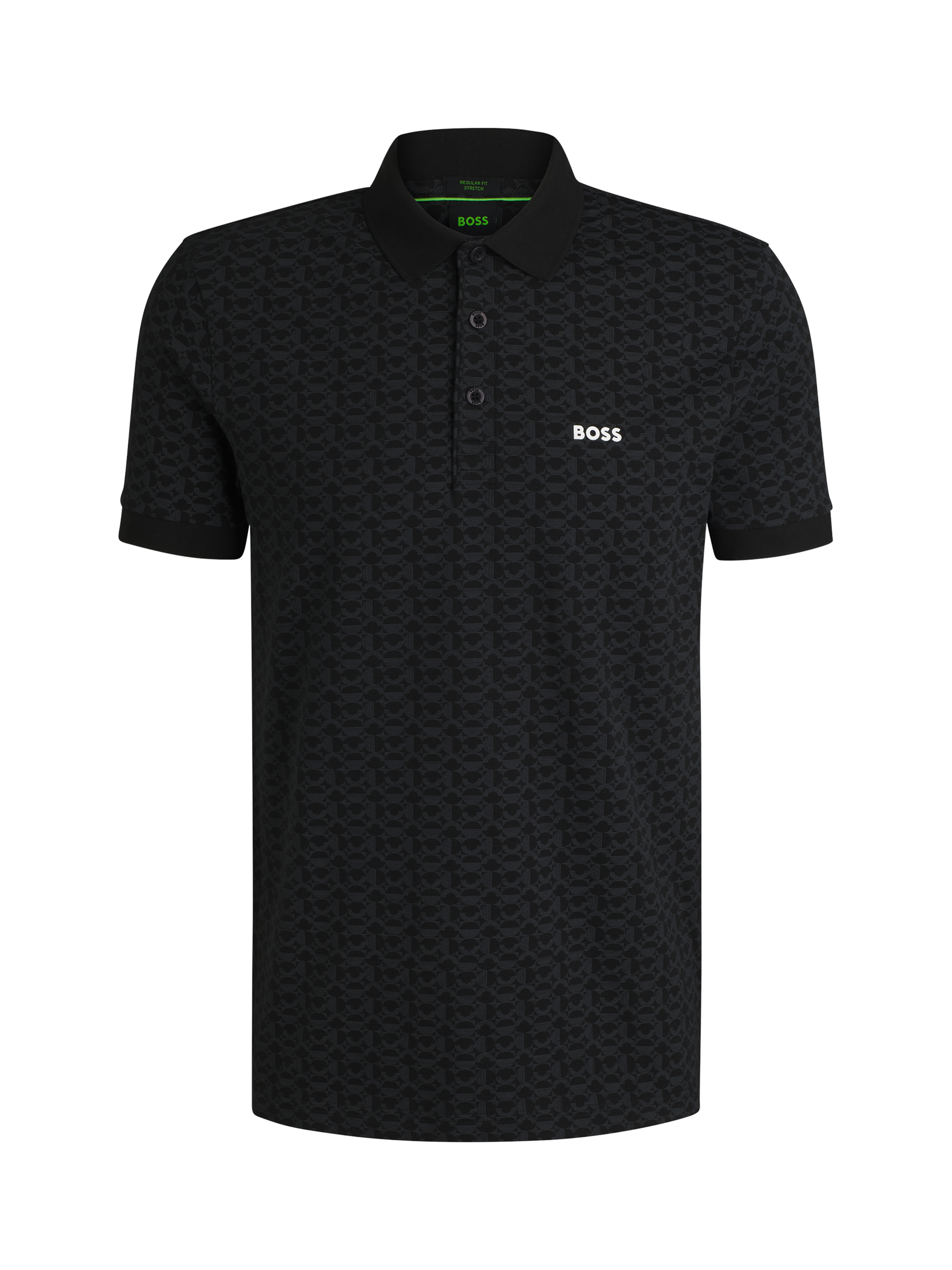Product image 4 of 5, which shows BOSS Logo Print Cotton Blend Polo Shirt, Black/Multi, M