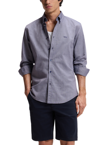 BOSS Cotton Regular Fit Shirt, Navy