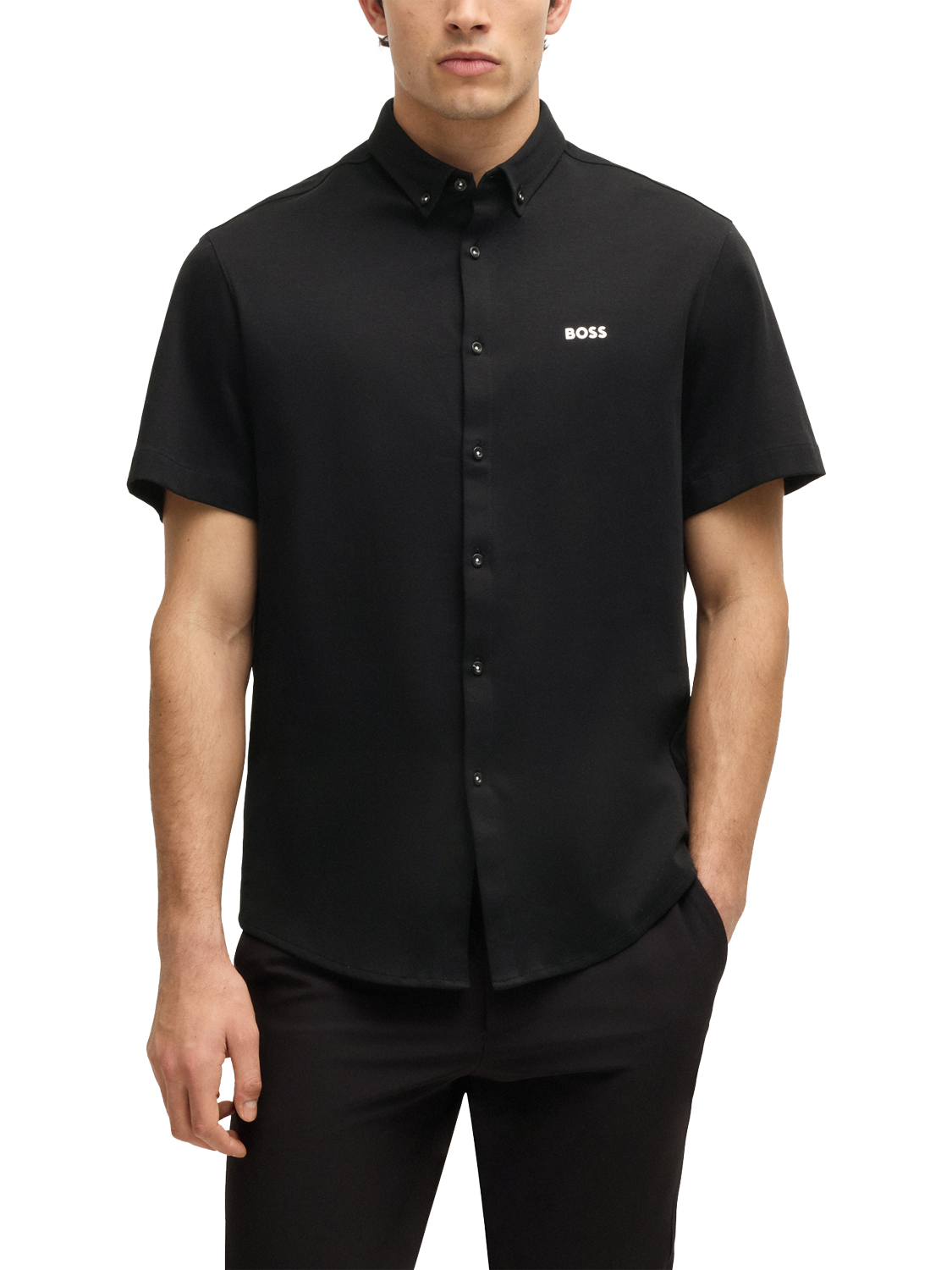 Product image 1 of 6, which shows HUGO BOSS BOSS Jersey Shirt, Black, L