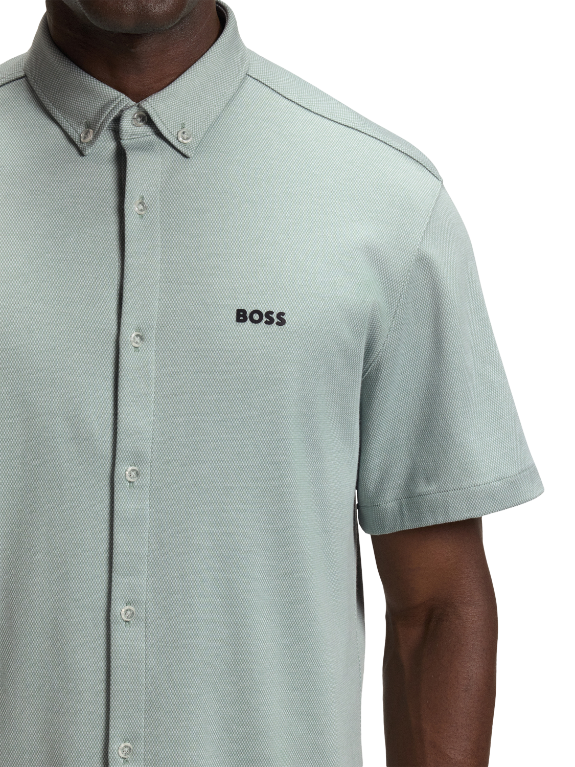 Product image 6 of 6, which shows BOSS Logo Cotton Shirt, Mid Green, S