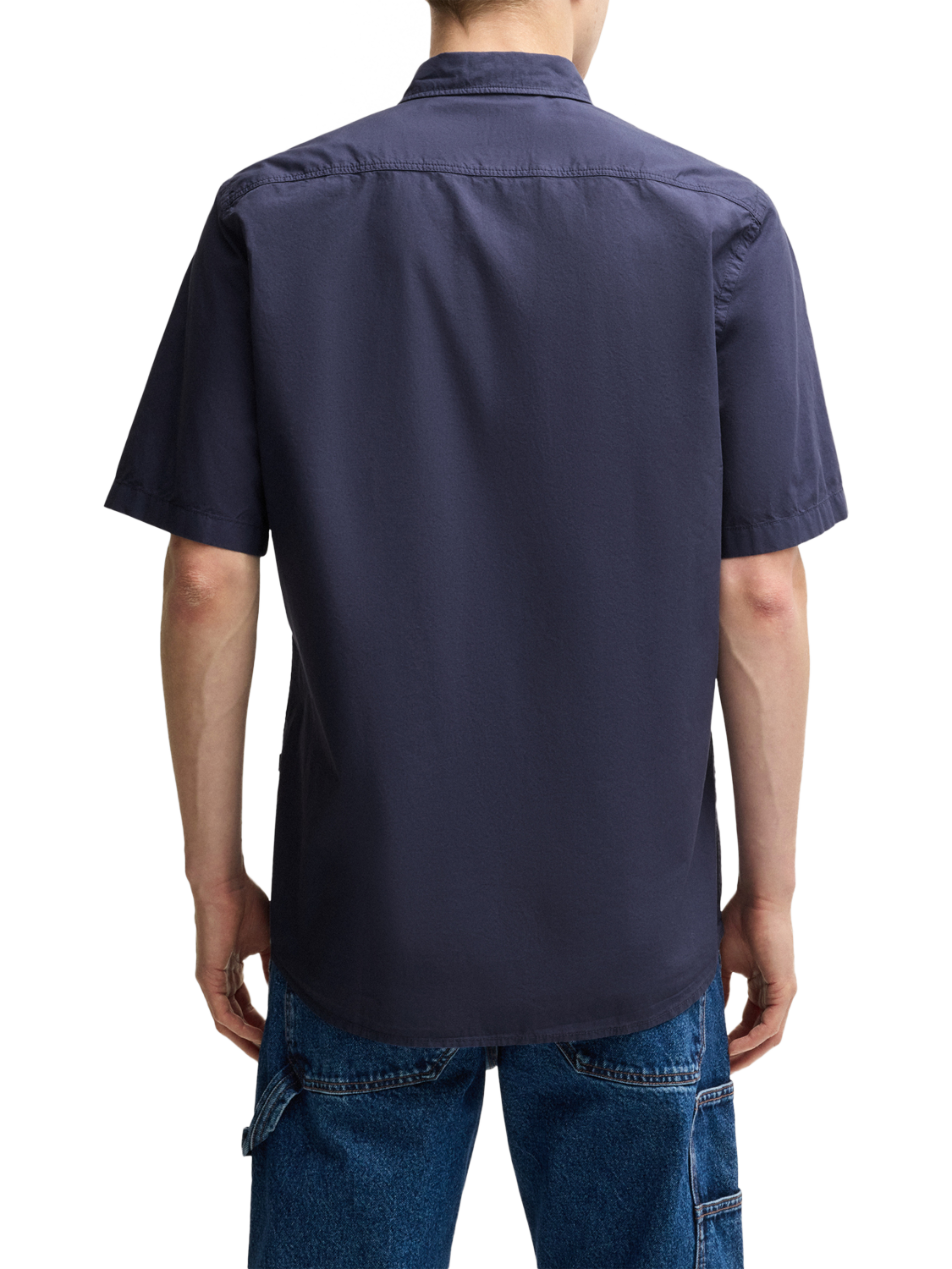 Product image 2 of 5, which shows HUGO BOSS BOSS Short Sleeve Cotton Shirt, Navy, M
