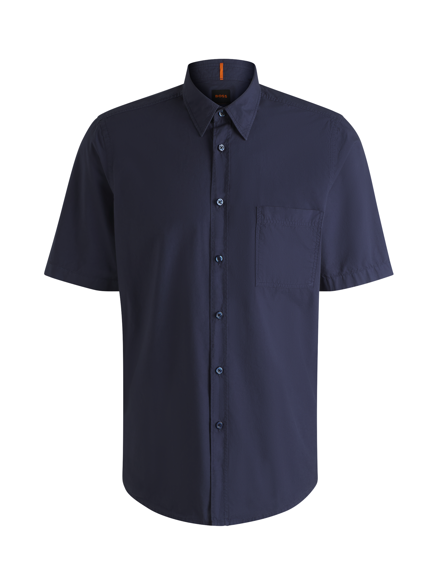 Product image 4 of 5, which shows HUGO BOSS BOSS Short Sleeve Cotton Shirt, Navy, M
