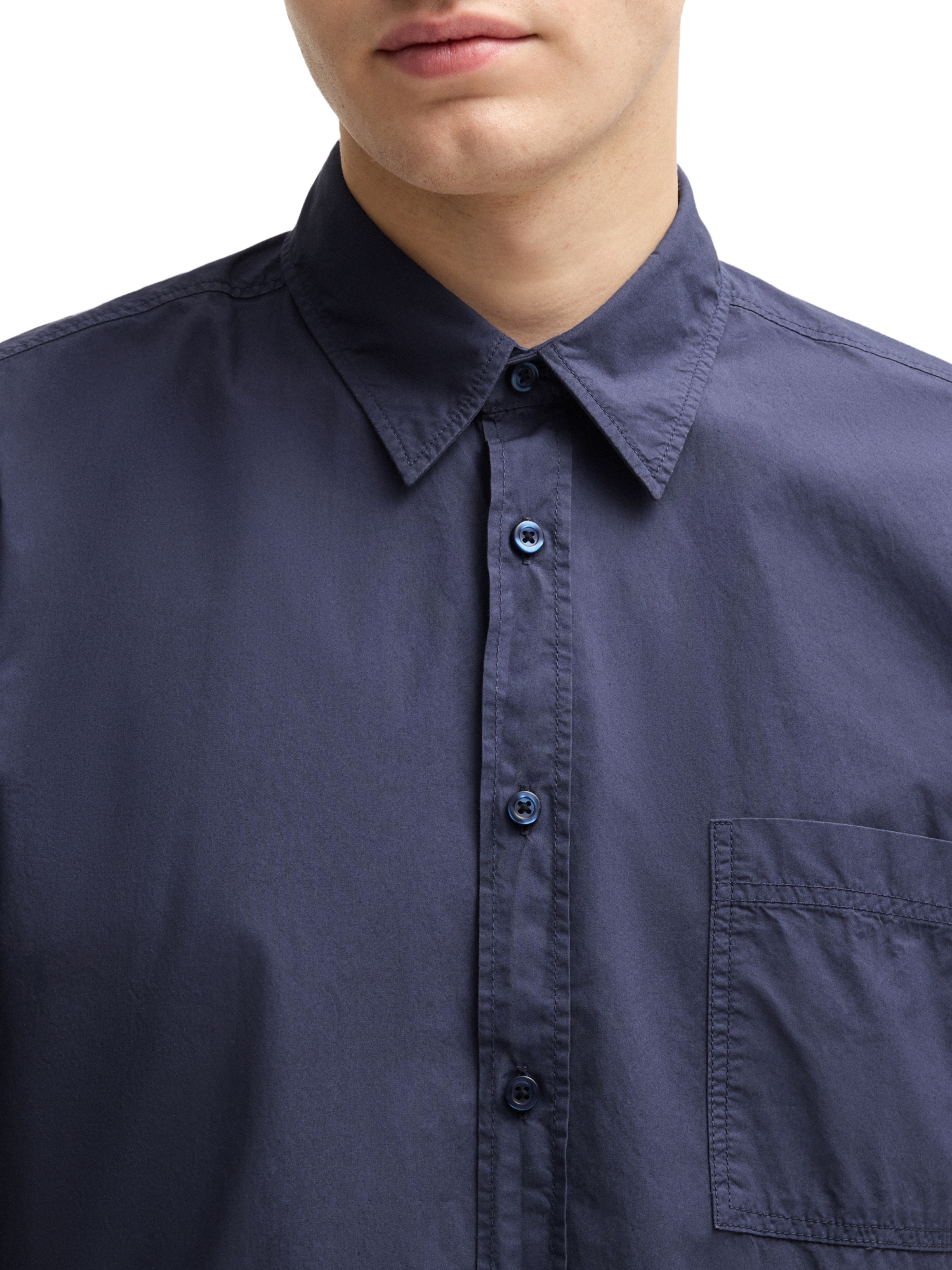 Product image 5 of 5, which shows HUGO BOSS BOSS Short Sleeve Cotton Shirt, Navy, M