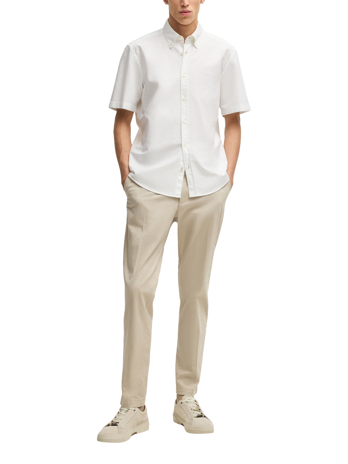 Product image 3 of 6, which shows BOSS Cotton Regular Fit Shirt, White, L