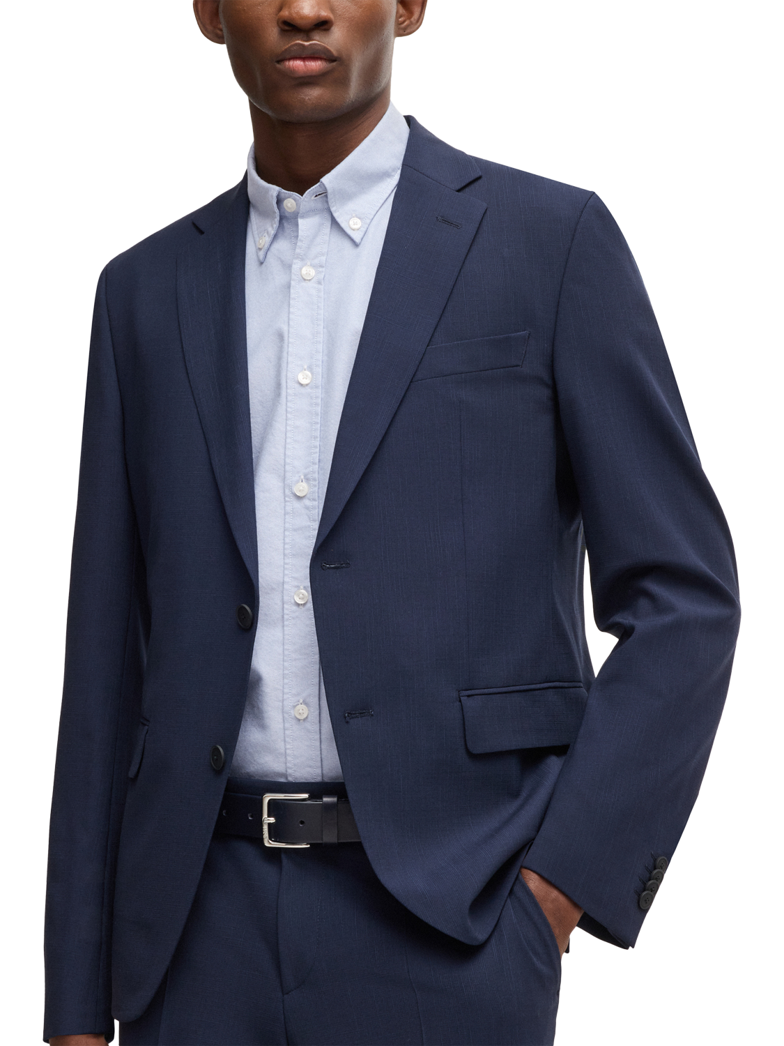 Product image 5 of 6, which shows BOSS Cotton Regular Fit Logo Shirt, Light Pastel Blue, L