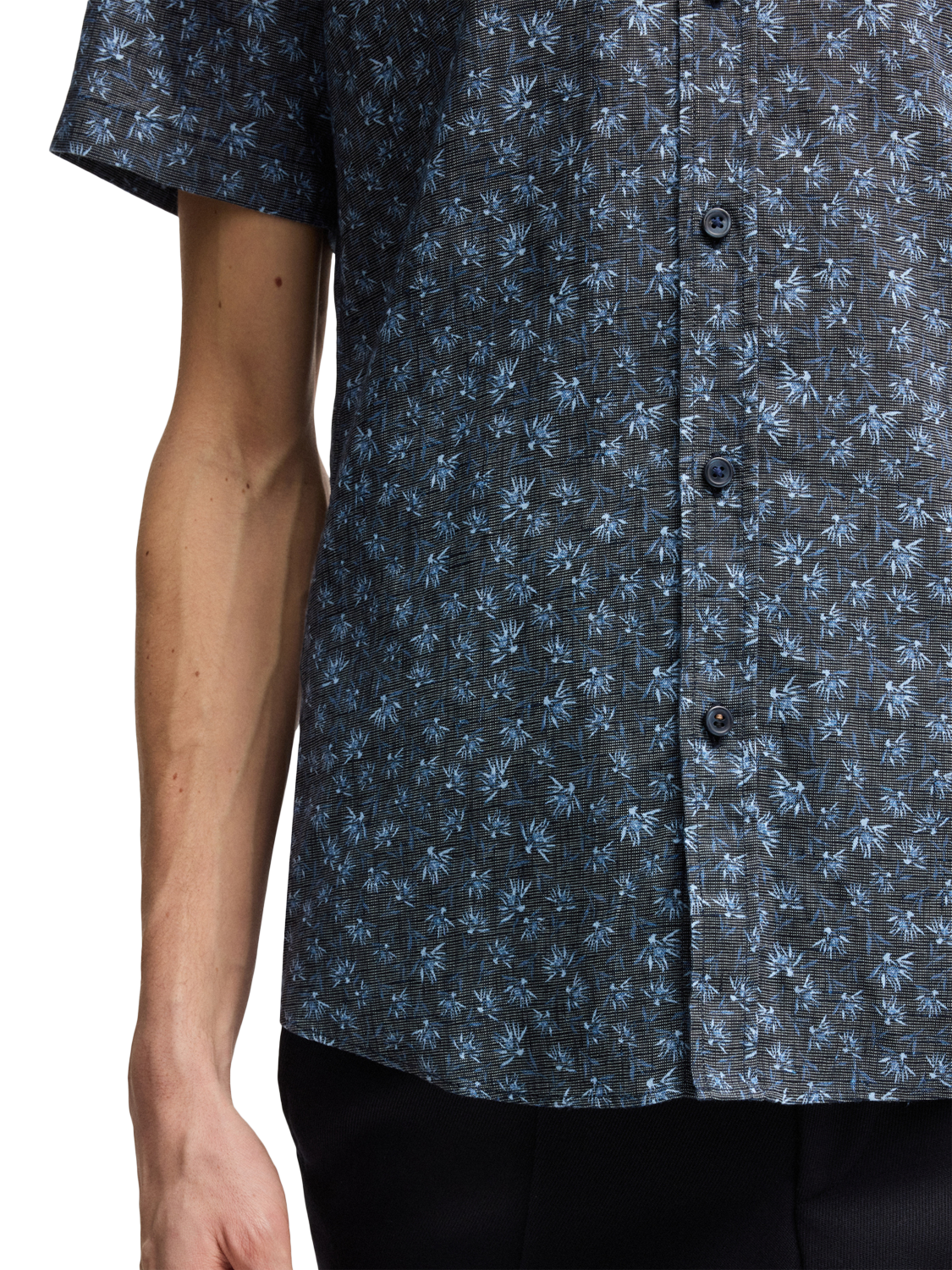 Product image 6 of 6, which shows BOSS Linen Blend Slim Fit Floral Shirt, Dark Blue, S