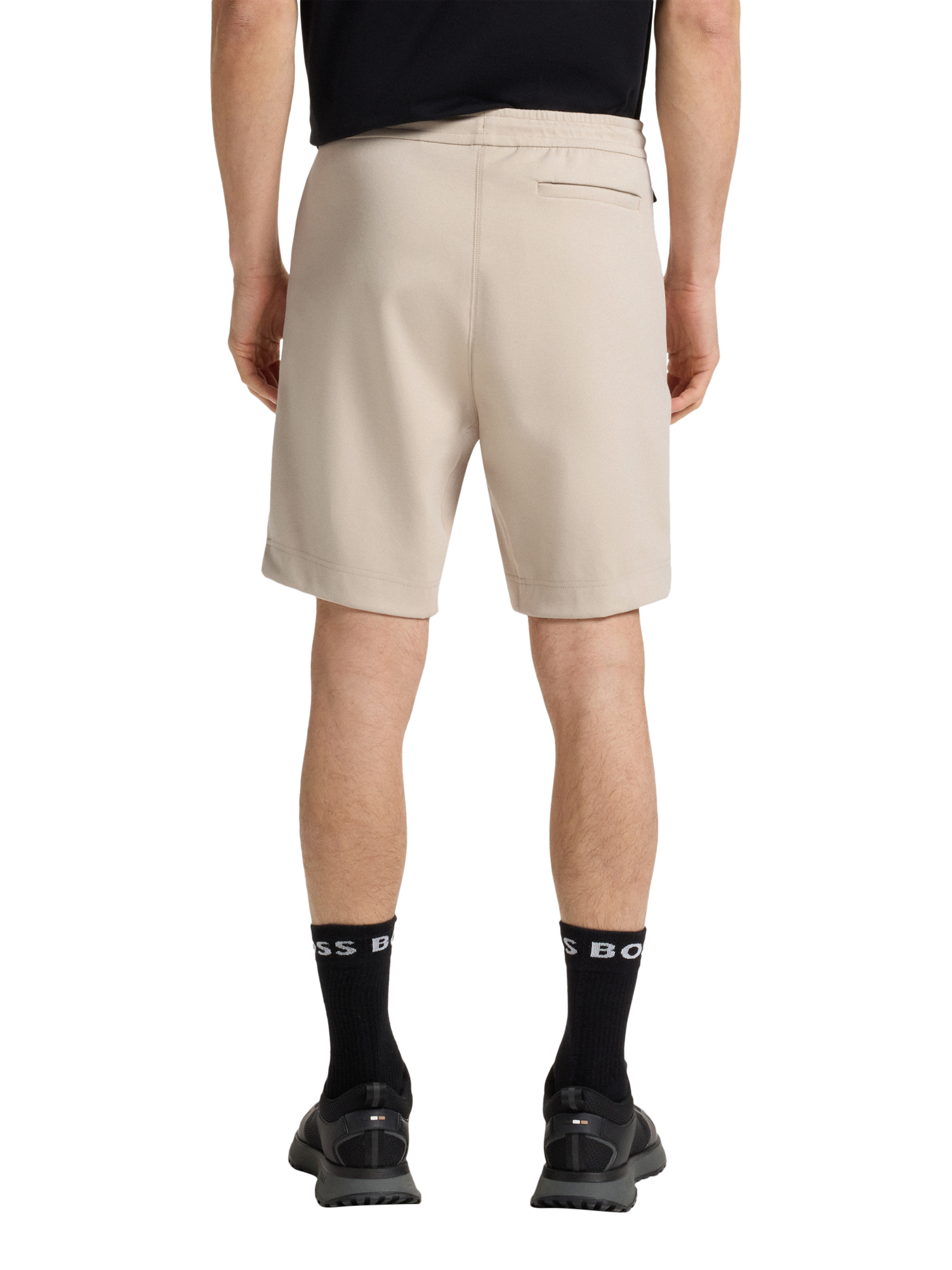 Product image 2 of 6, which shows HUGO BOSS BOSS Drawstring Cotton Blend Shorts, Beige/Multi, M