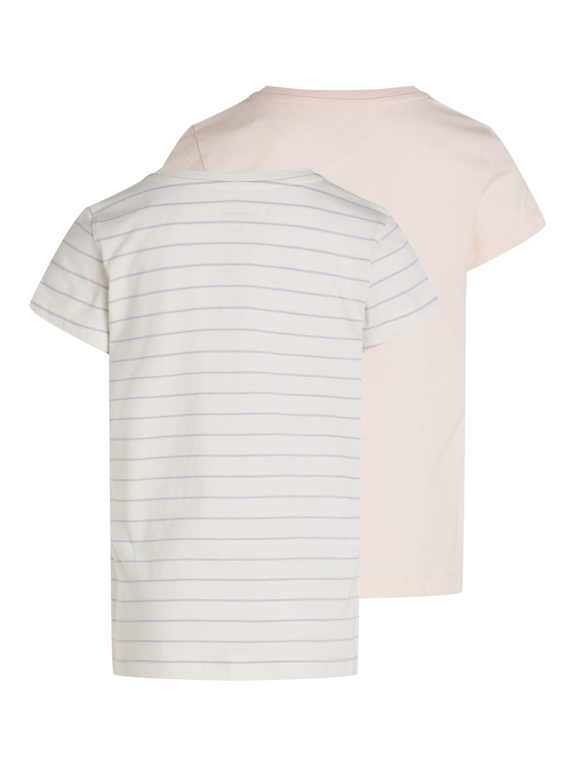 Product image 2 of 5, which shows Calvin Klein Kids' Cotton Slim Fit T-Shirts, Pack of 2, Natural, 4 years