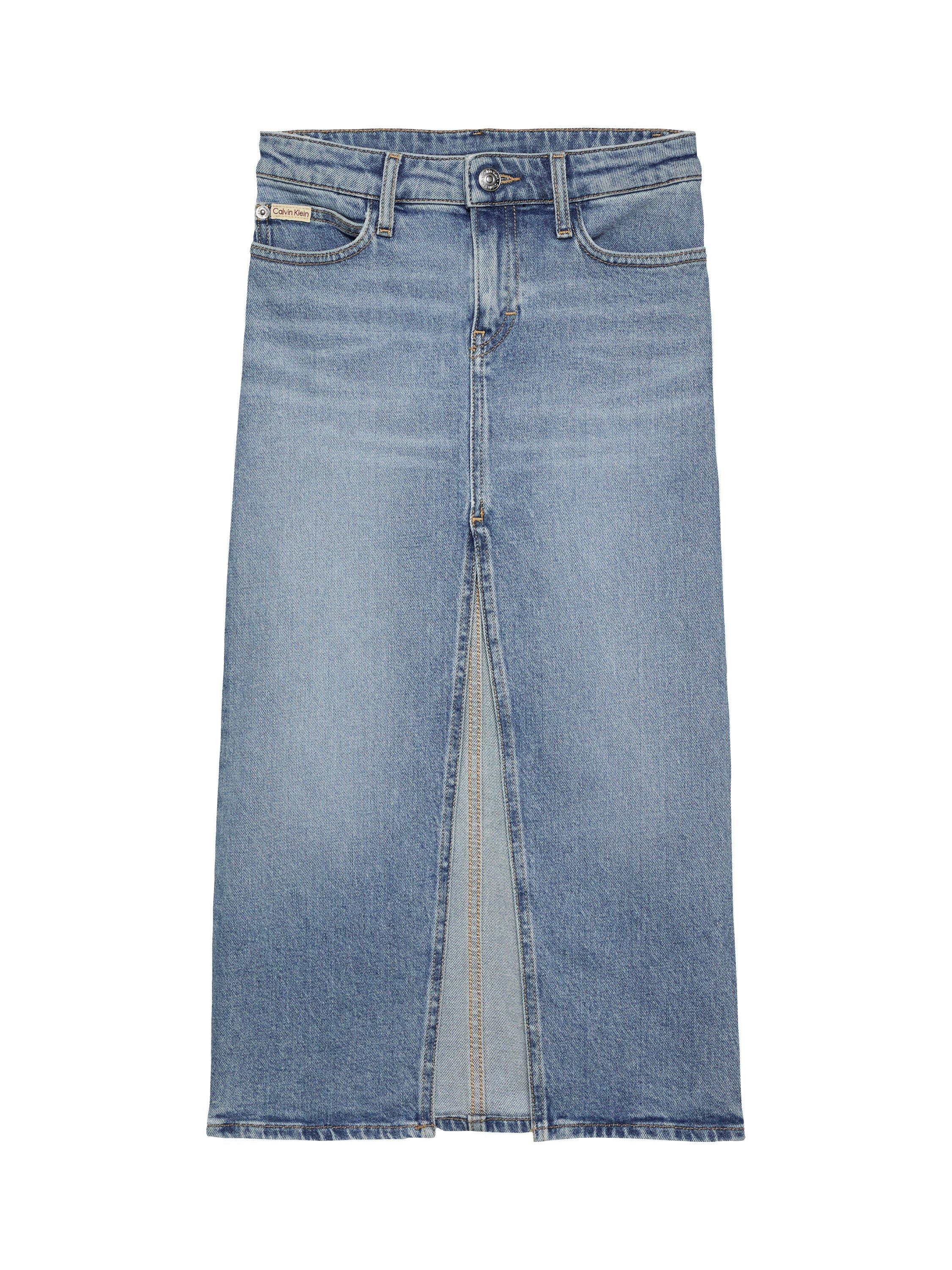 Product image 4 of 6, which shows Calvin Klein Girl's Denim Maxi Skirt, Cloudy Blue, 8 years