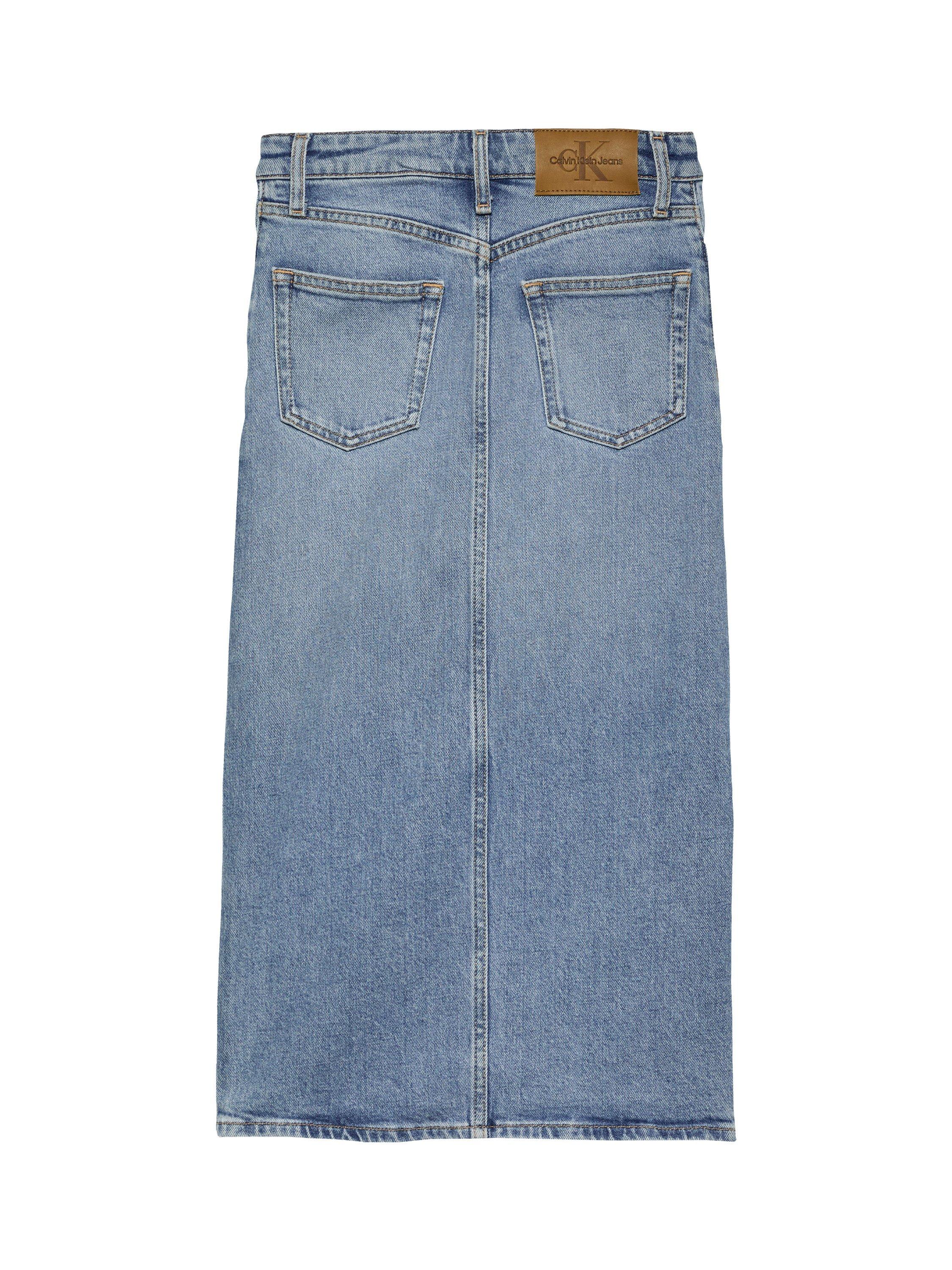 Product image 5 of 6, which shows Calvin Klein Girl's Denim Maxi Skirt, Cloudy Blue, 8 years