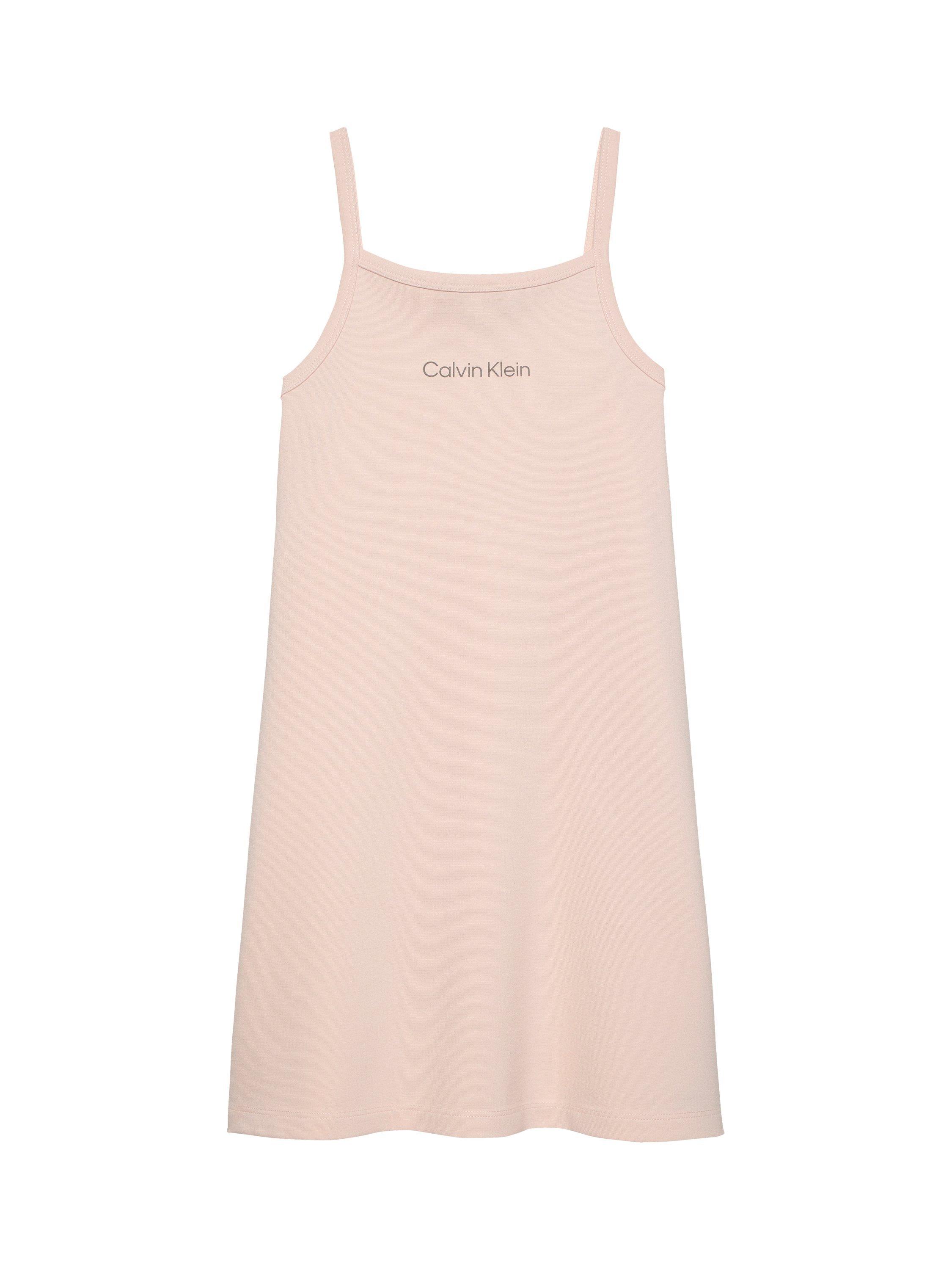 Product image 4 of 6, which shows Calvin Klein Kids' Logo Strapless Mini Dress, Silver Peony, 14 years