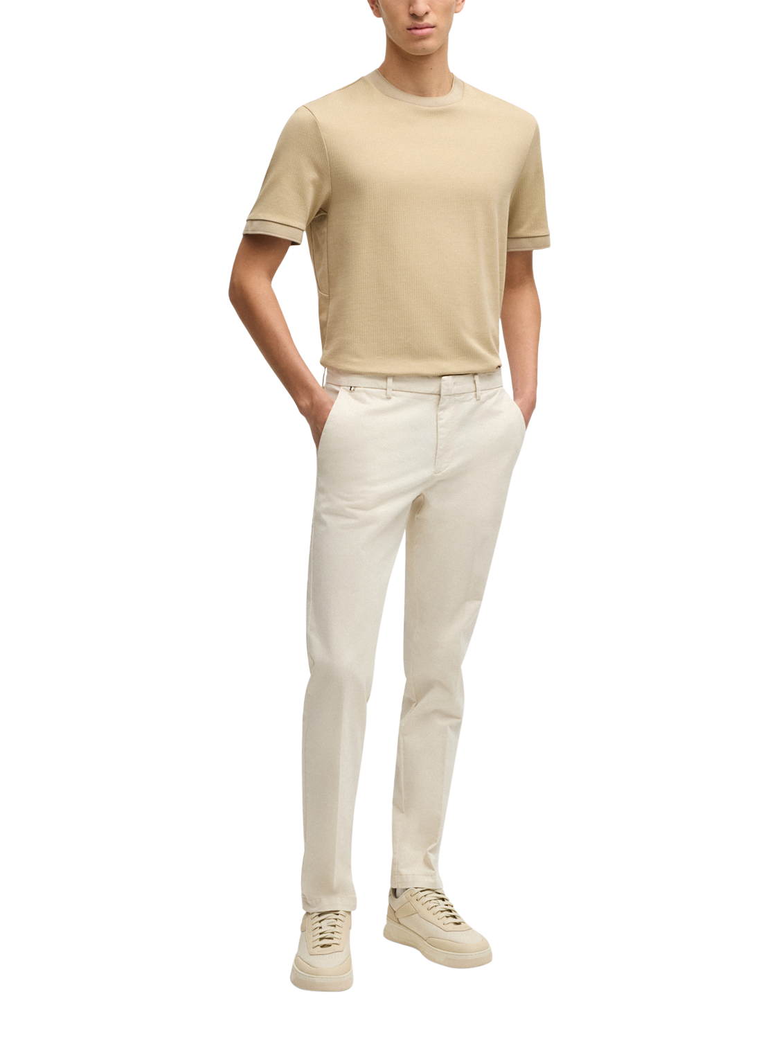 Product image 3 of 6, which shows BOSS Cotton Blend Slim Fit Chinos, Open White, 30R